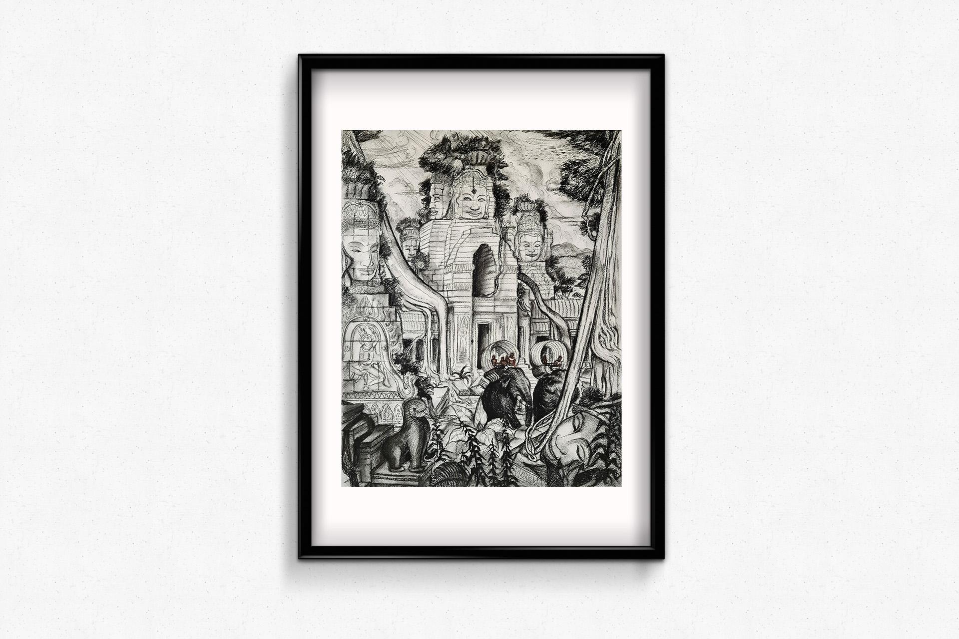 Disegno del 1950 circa da André Maire : Vision du monde à Angkor - Templi in vendita 3