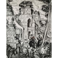 Dibujo de hacia 1950 según André Maire : Vision du monde à Angkor - Temples