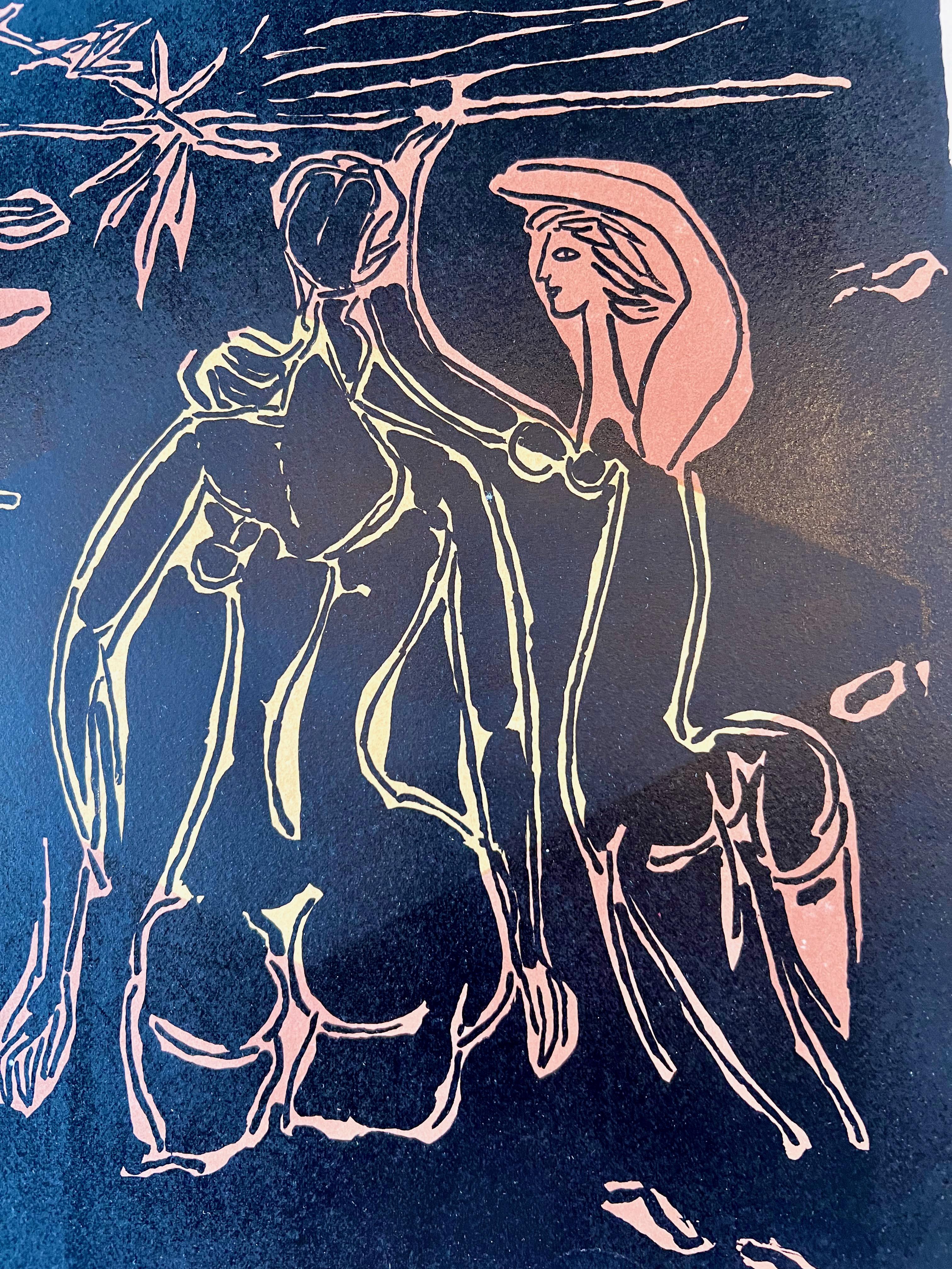 Les baigneuses - Black Abstract Print by André Marchand