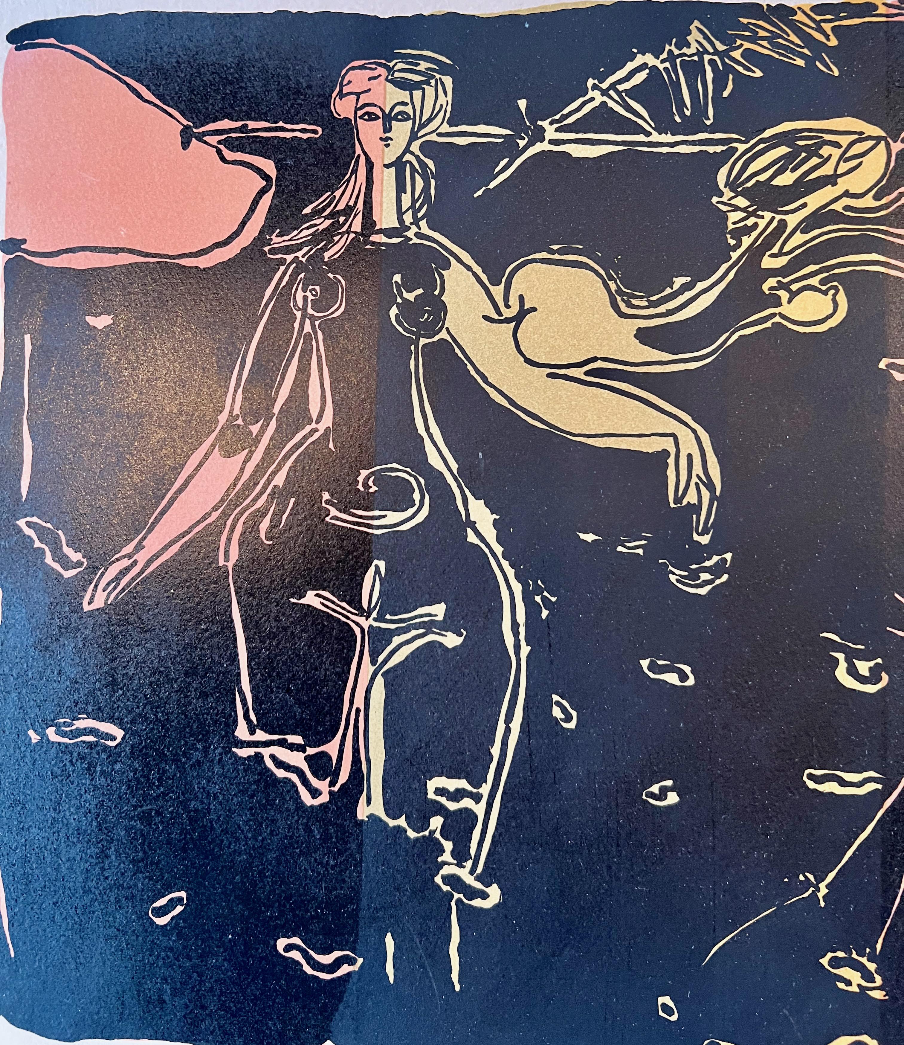 This lithograph Les baigneuses ( The bathers) by Andre Marchand is part of my private collection since the 1970's. It is in very good condition, artist pencil signed in the lower left and numbered oin the lower right.