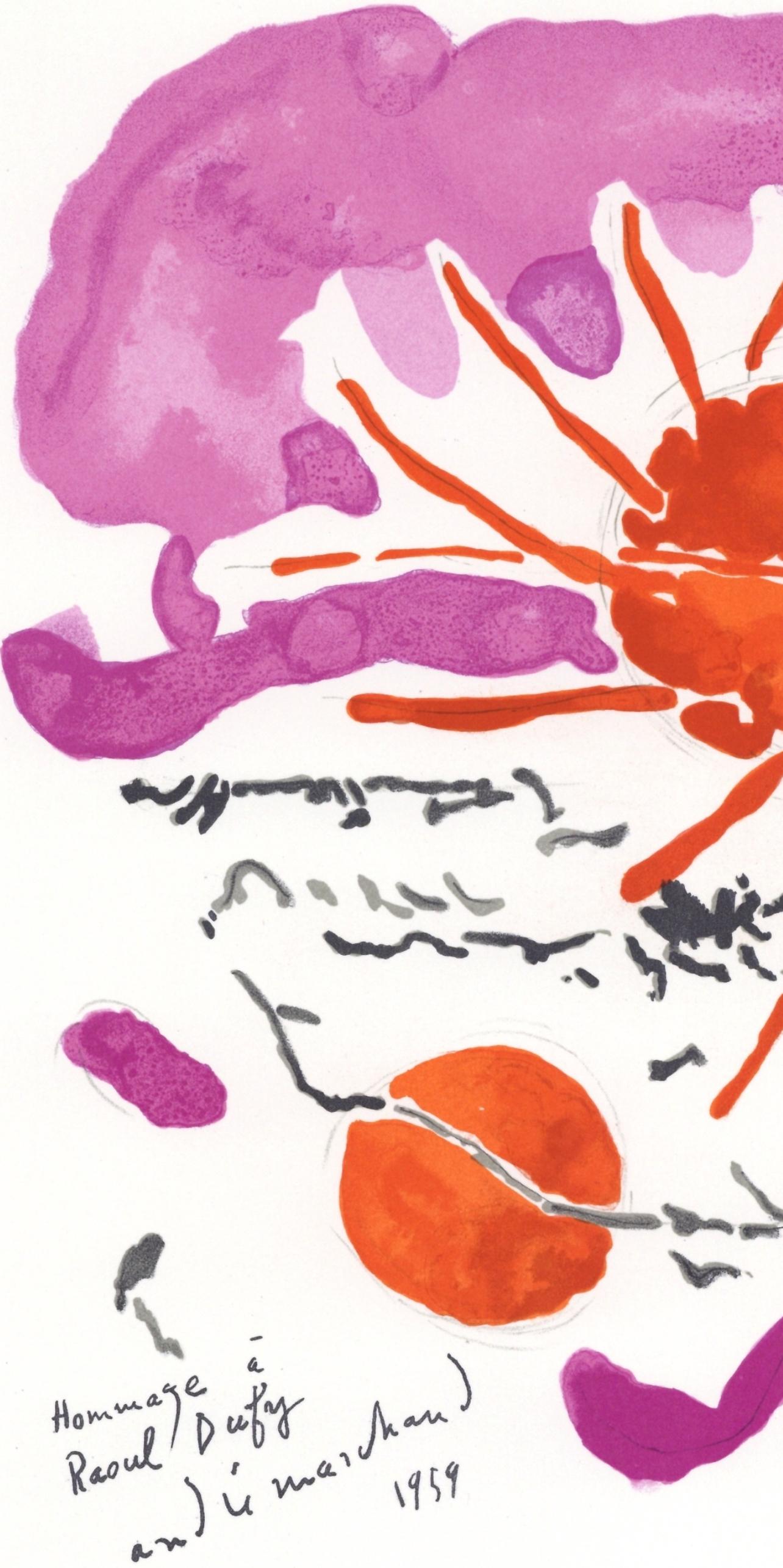 Marchand, Composition, Lettre à mon peintre Raoul Dufy (after) - Gray Landscape Print by André Marchand