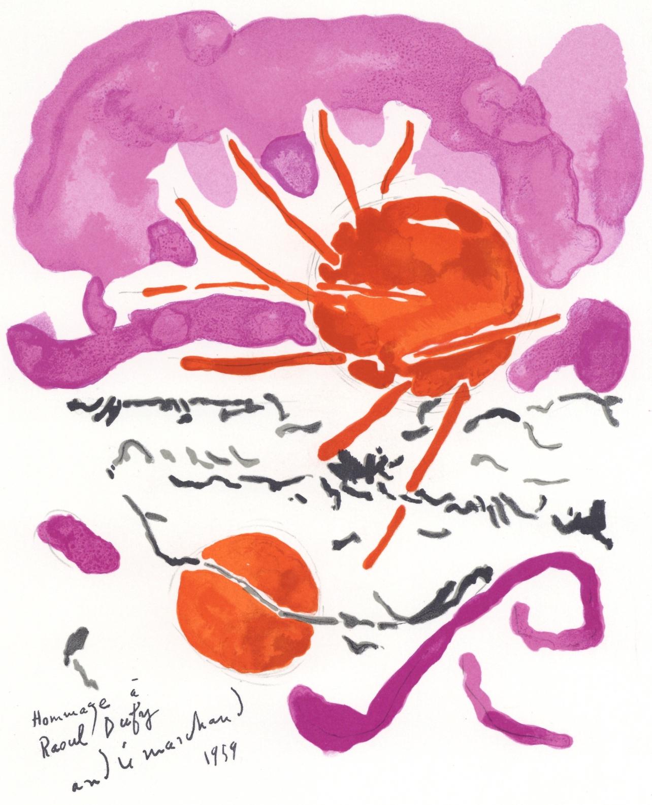 André Marchand Figurative Print – Marchand, Komposition, Lettre à mon peintre Raoul Dufy (nach)