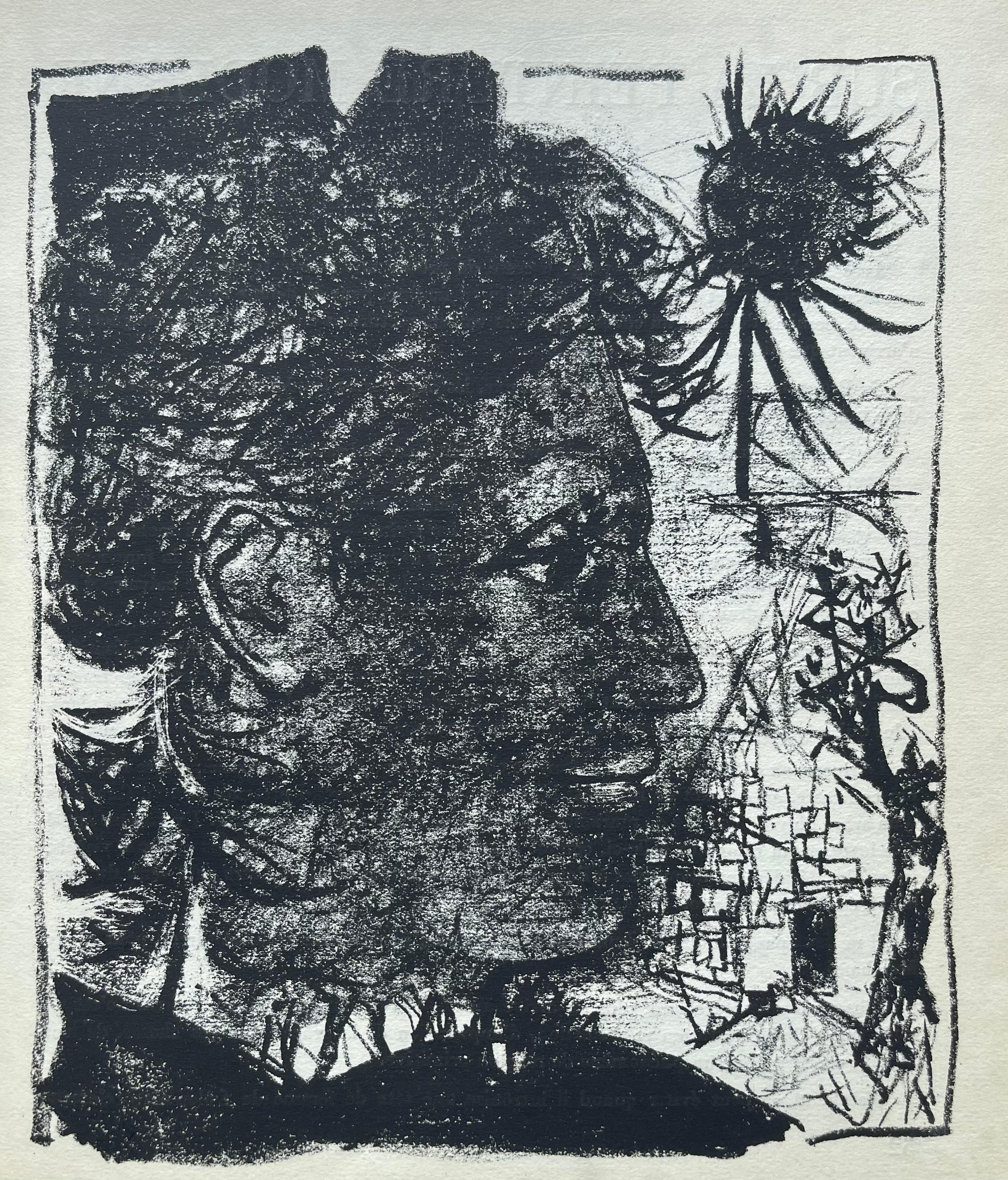 Portrait Print André Marchand - Marchand, Composition, pierre ã feu provence noire  (après)