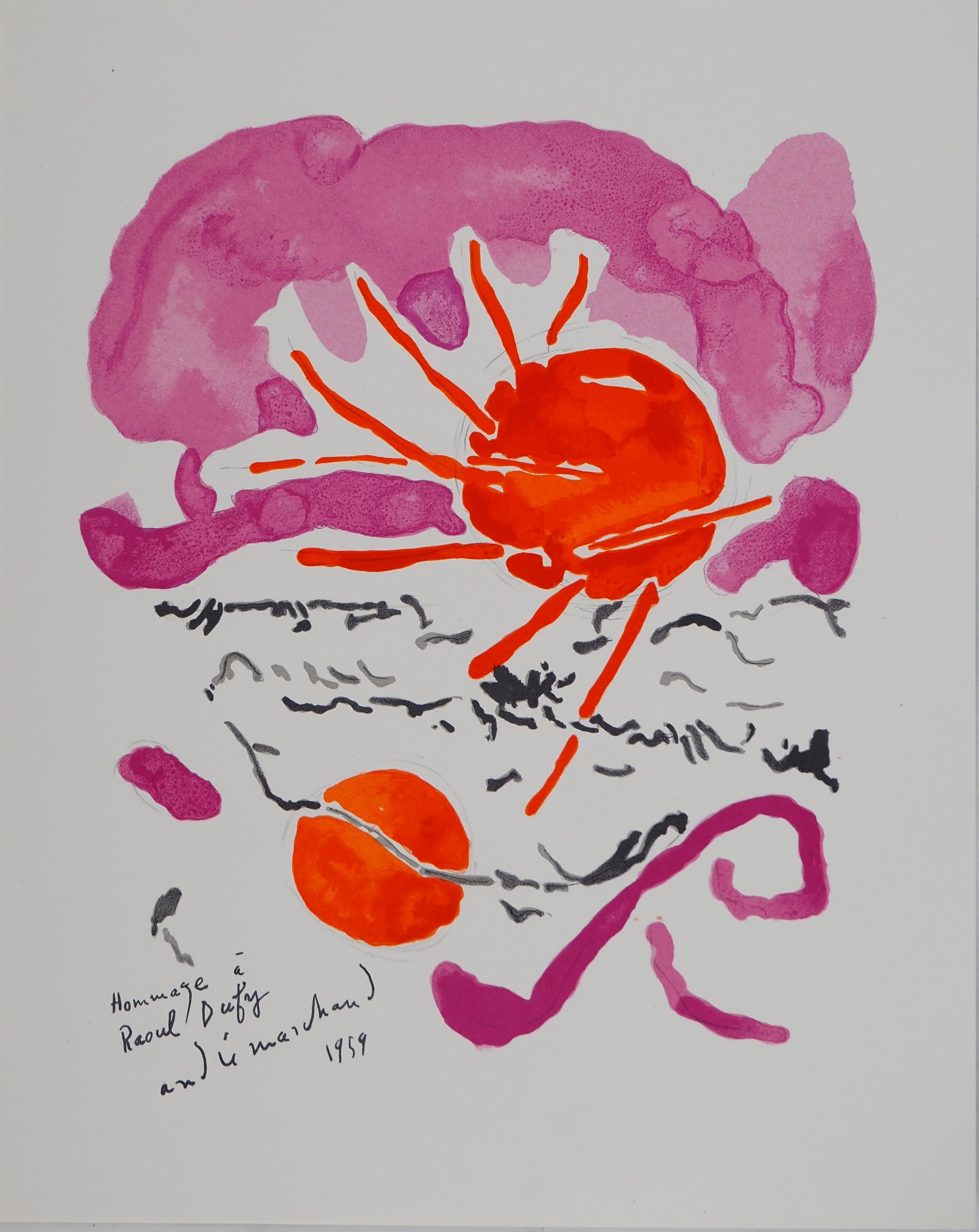 Abstract Print di André Marchand - Tramonto surrealista - Litografia originale