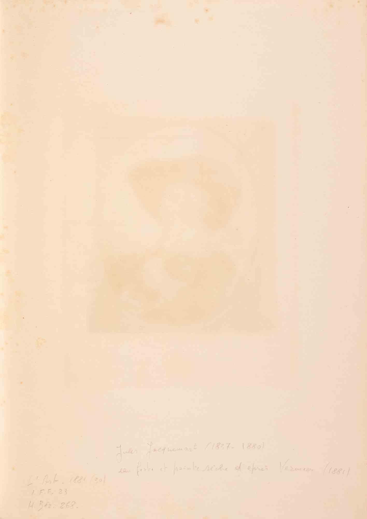 Le Soldat et la Fillette qui Rit - Etching by Andre Marrot - 1881 For Sale 1