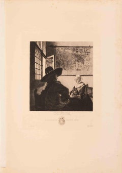 Le Soldat et la Fillette qui Rit - Etching by Andre Marrot - 1881