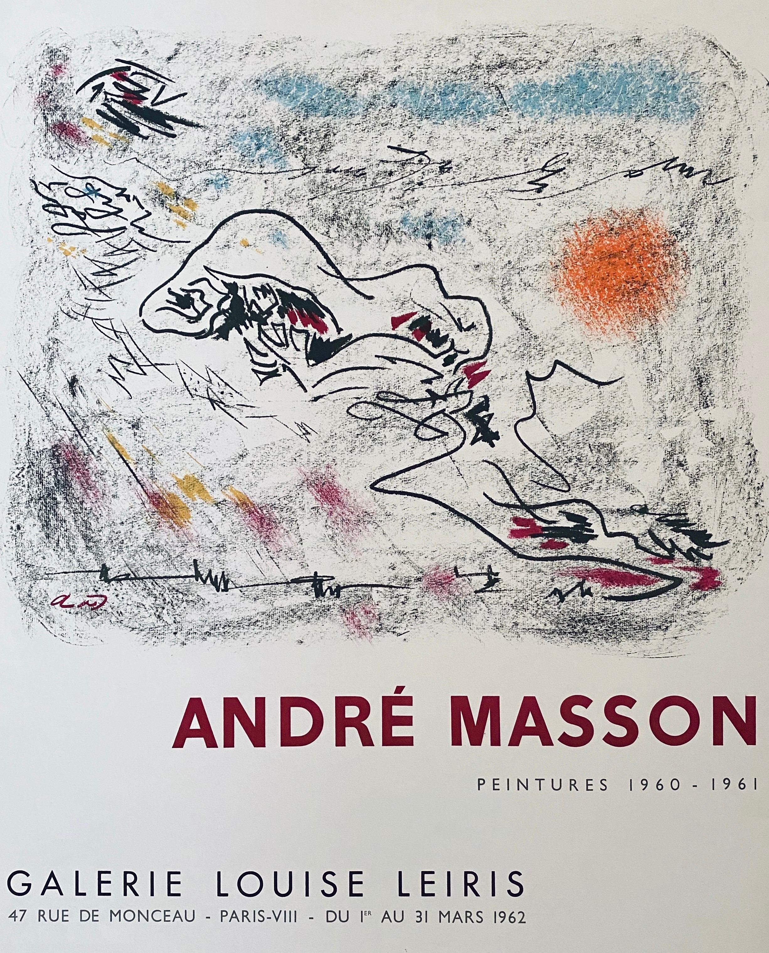 Litografia francese astratta surrealista d'epoca Mourlot Poster Andre Masson - Painting Surrealismo di André Masson