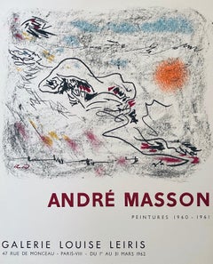 French Abstract Surrealist Vintage Lithograph Mourlot Poster Andre Masson