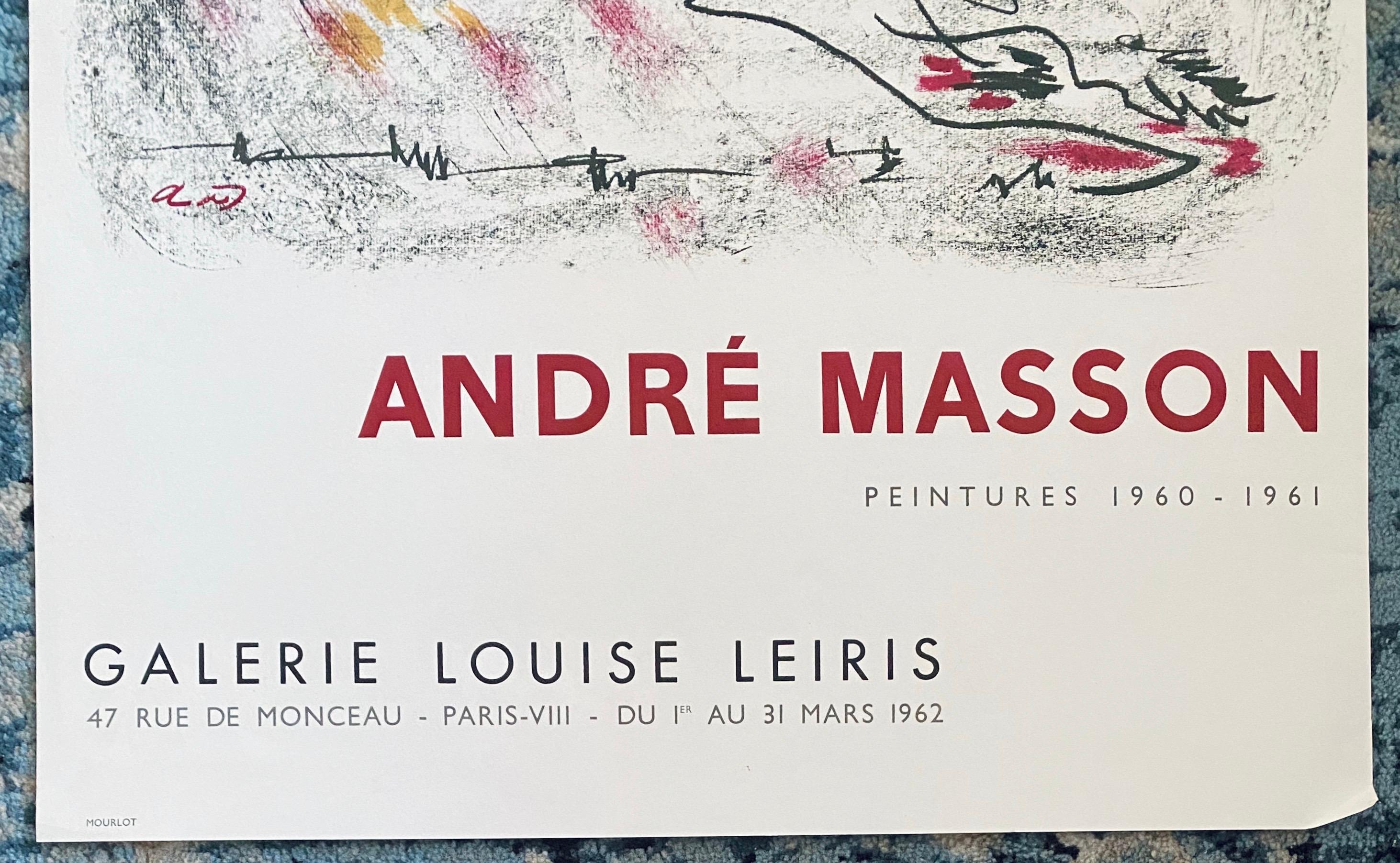 Litografia francese astratta surrealista d'epoca Mourlot Poster Andre Masson in vendita 1