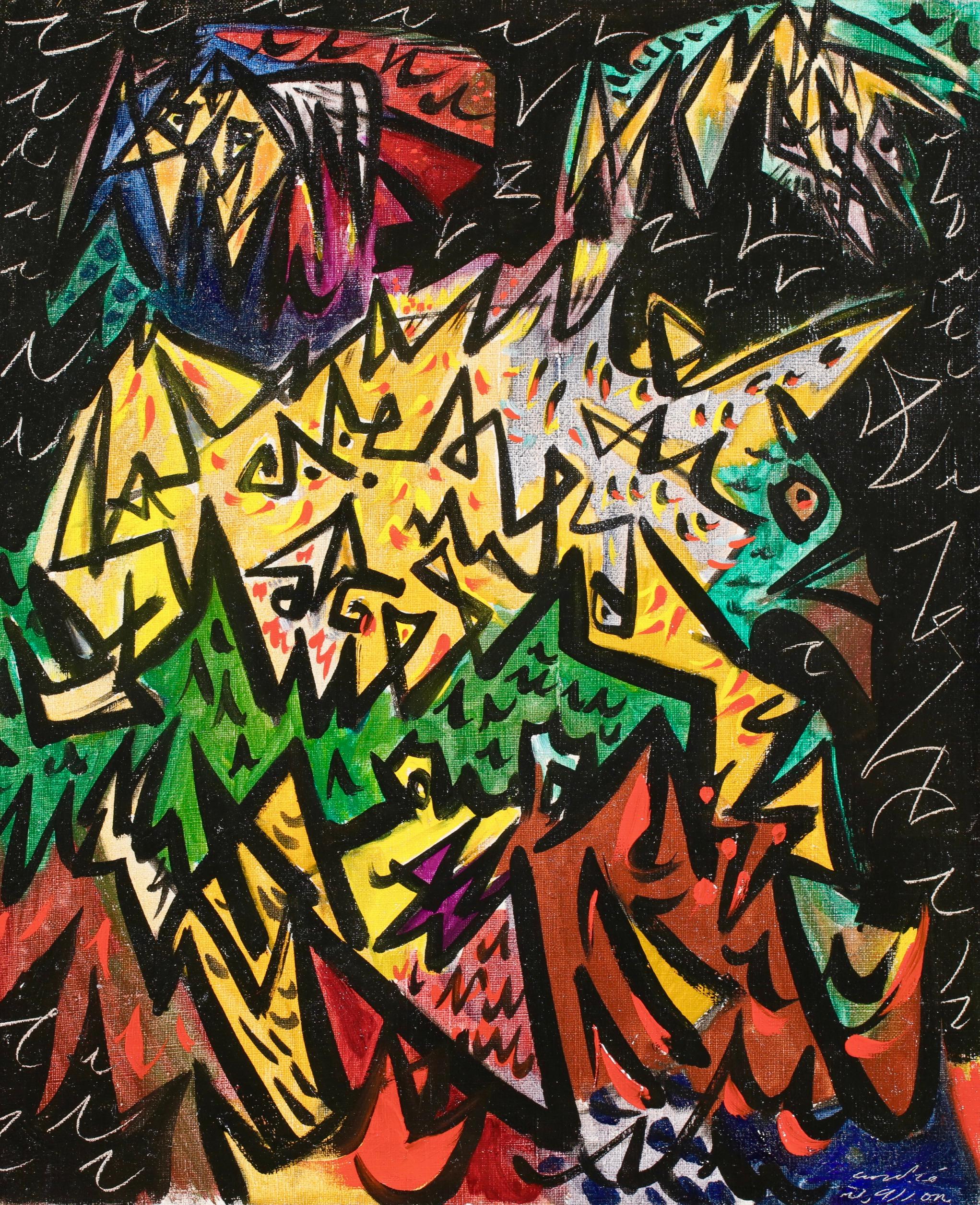 André Masson Animal Painting – Les Insectes - Kubistisches Ölgemälde von Andre Masson