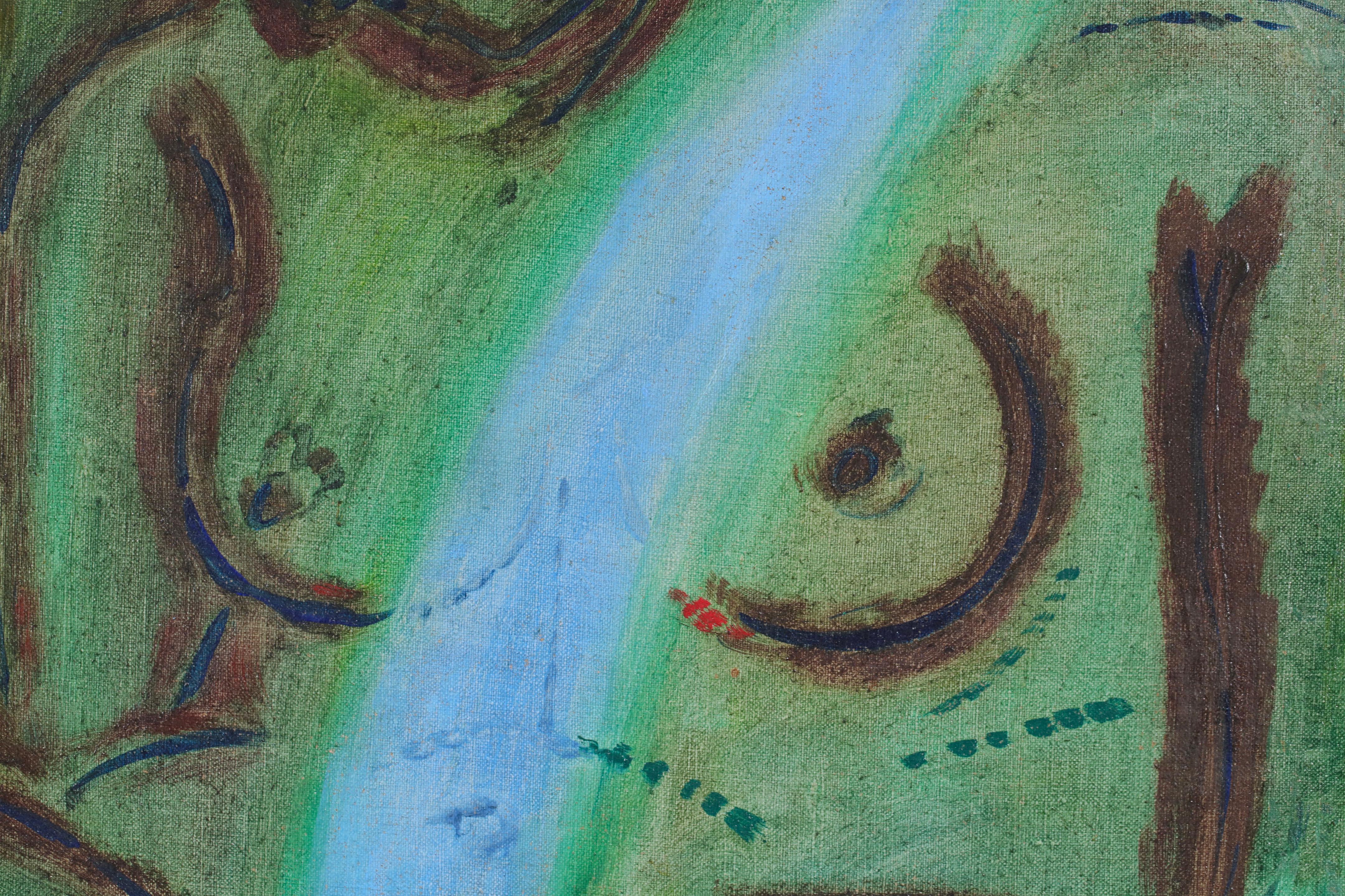 Nu - Nu cubiste, peinture à l'huile d'Andre Masson - Cubisme Painting par André Masson
