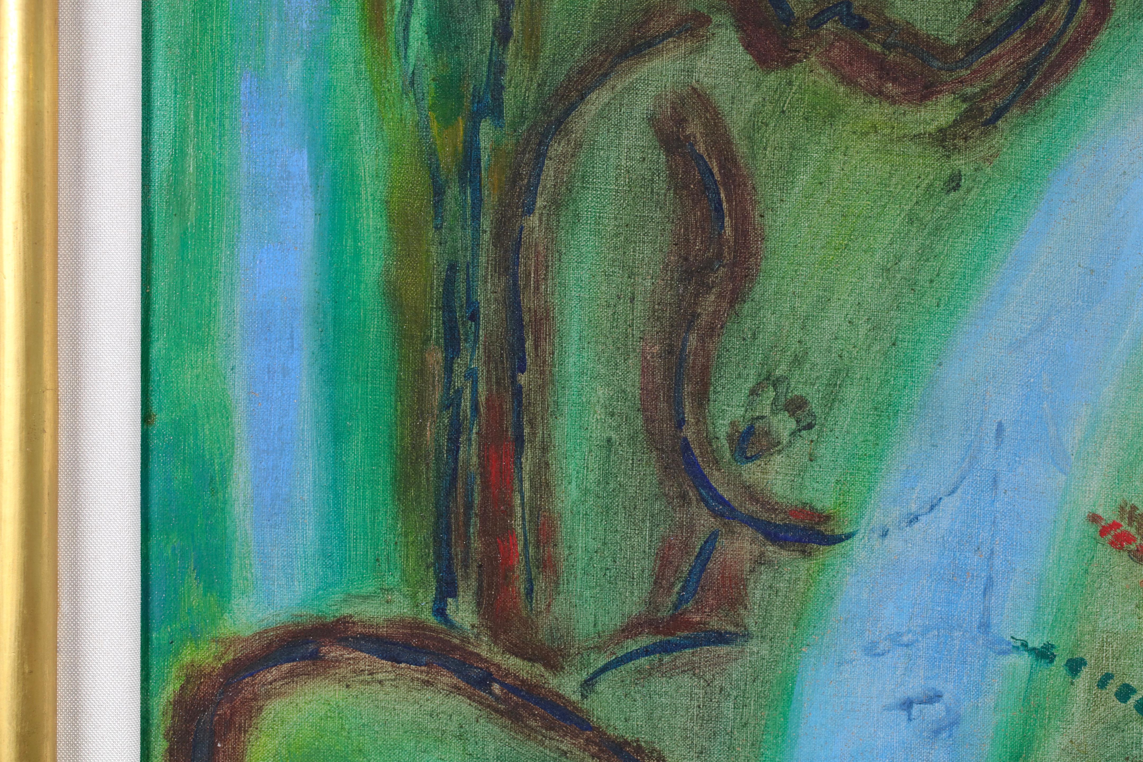 Nu - Nu cubiste, peinture à l'huile d'Andre Masson - Gris Figurative Painting par André Masson