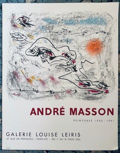 French Abstract Surrealist Retro Lithograph Mourlot Poster Andre Masson