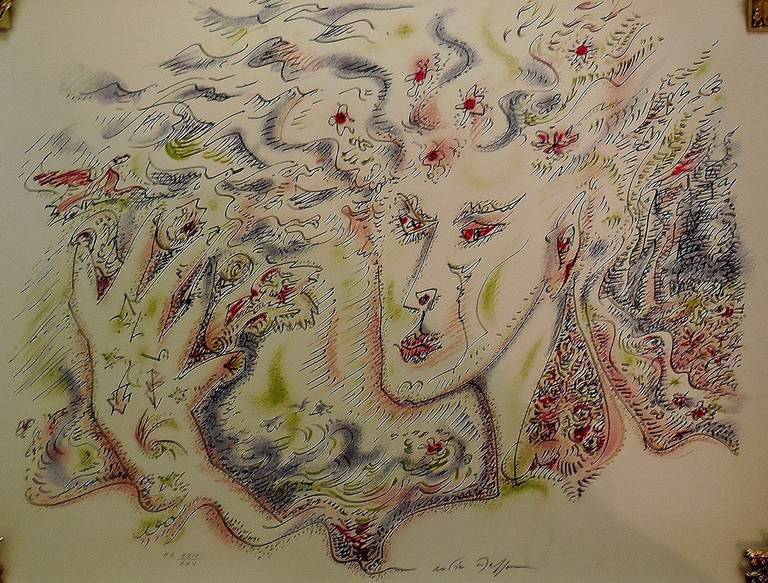 Viviane French Original Surrealist Lithograph signed and numbered Andre Masson For Sale 2