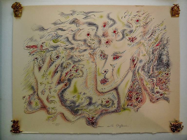 Viviane French Original Surrealist Lithograph signed and numbered Andre Masson - Painting by André Masson