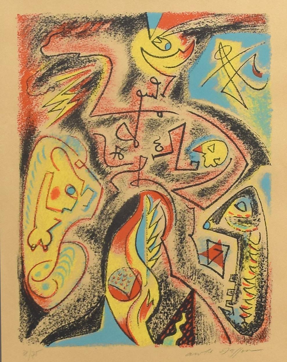 Abstrakte Komposition - Lithographie von André Masson - 1970er Jahre