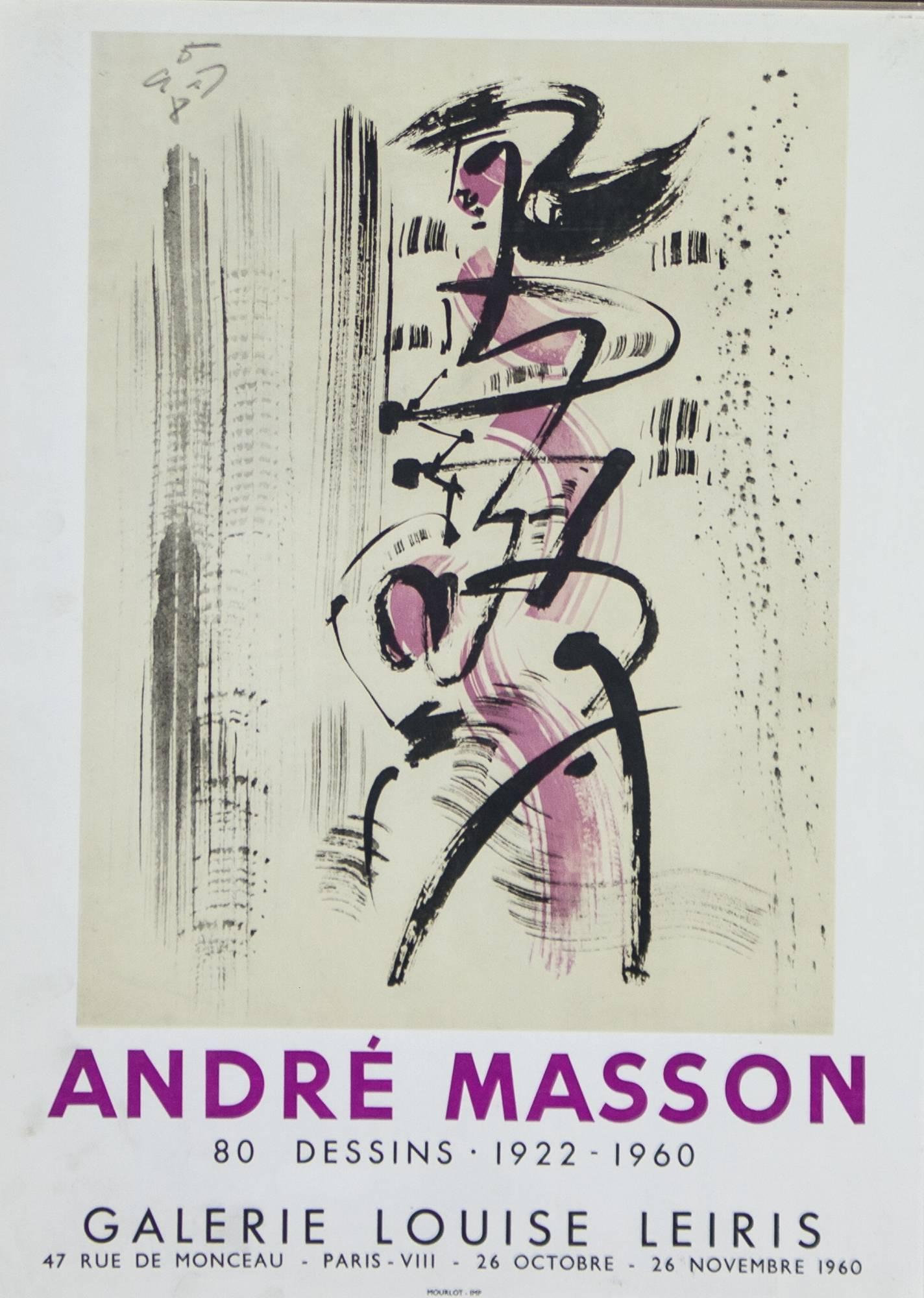 André Masson Abstract Print – Andre Masson 80 Dessins 1922-1960 Galerie Louise Leiris, Paris