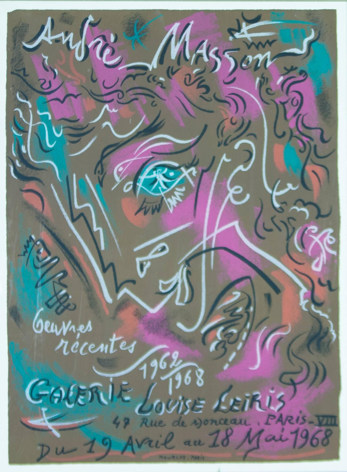 Abstract Print André Masson - Andre Masson Exposition de ses œuvres récentes 1962-1968 à la Galerie Louise