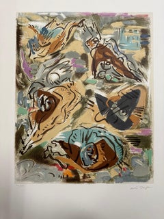 André Masson, "Figures in Landscape, " hand signed lithograph in colors