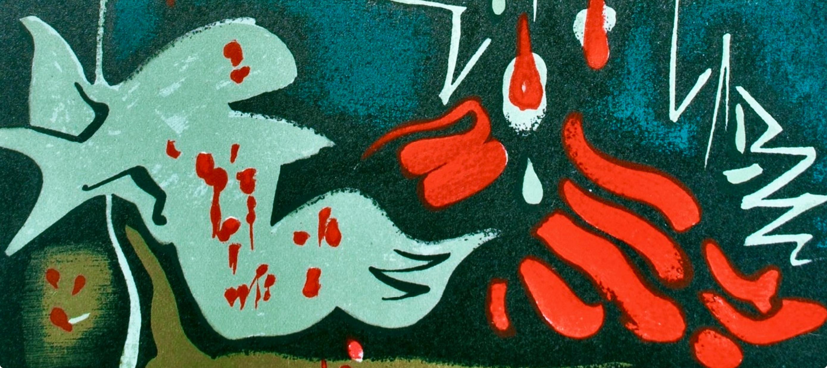 Andre Masson, Untitled, from Albert Camus, oeuvres completes, 1962 (Blau), Landscape Print, von André Masson