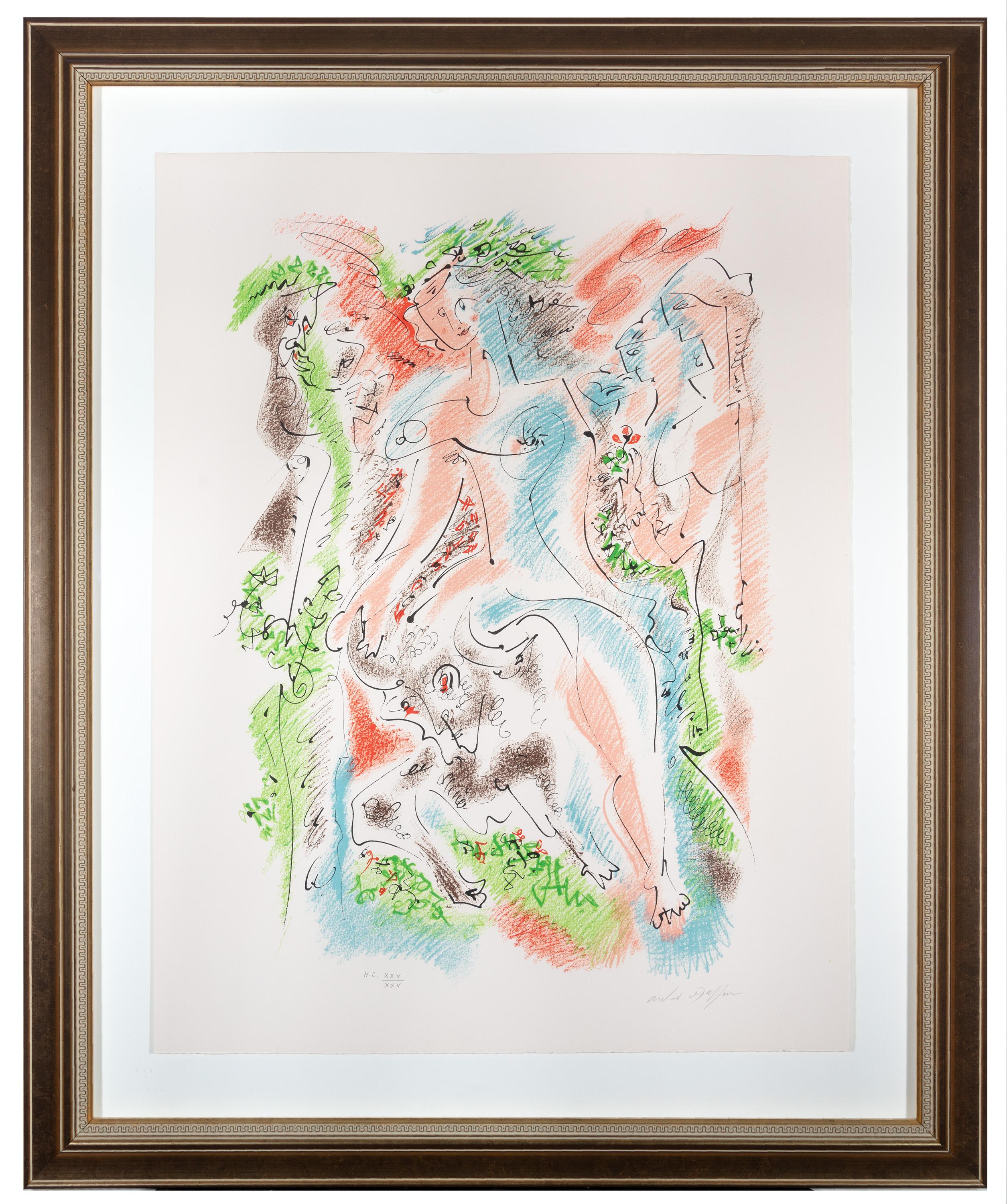 André Masson Abstract Print – „Bacchanale from Je Reve (I Dream) Portfolio, „ Original-Farblithographie