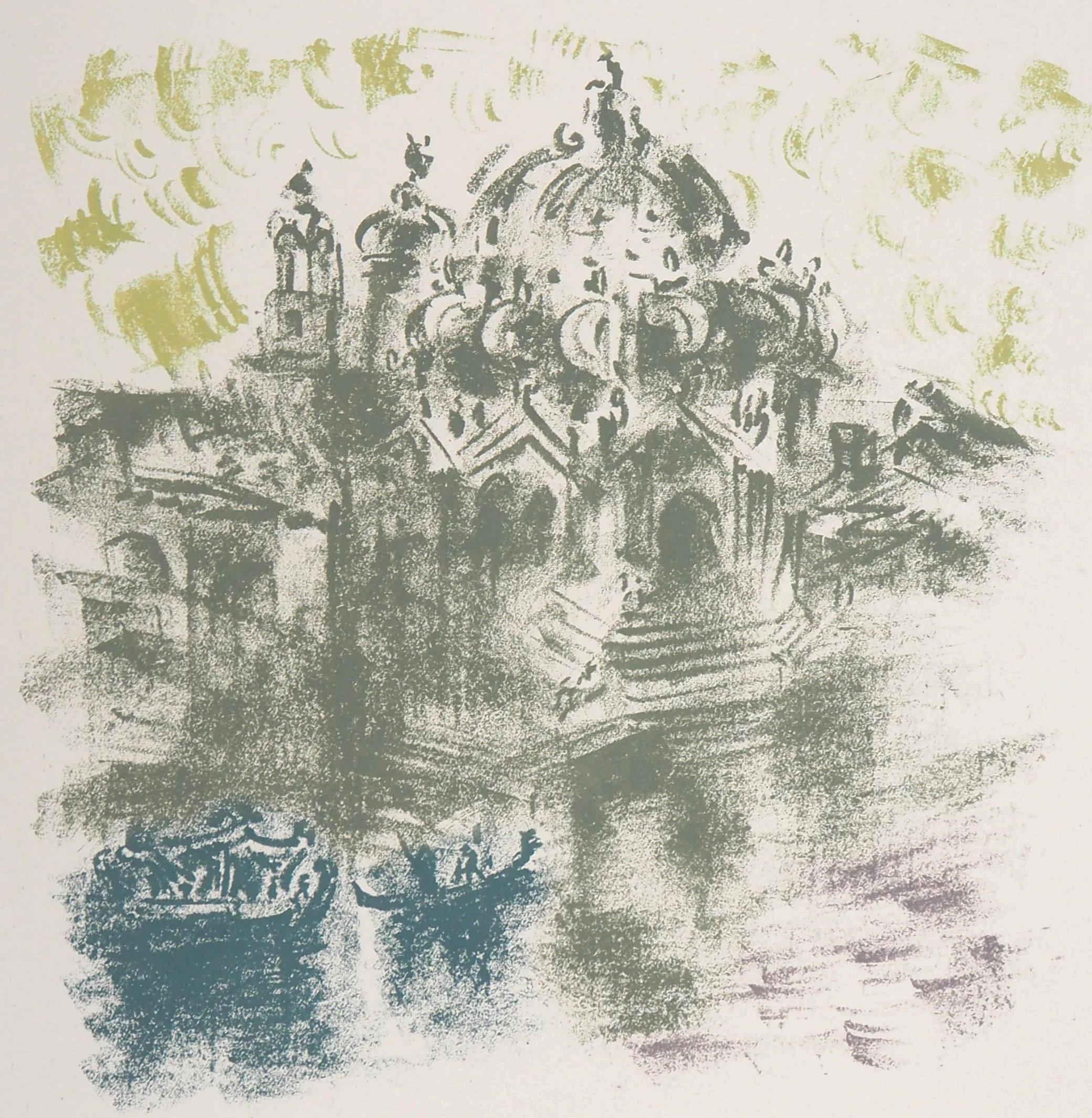 Basilica Santa Maria della Salute, Venice - Original Handsigned Lithograph - Modern Print by André Masson