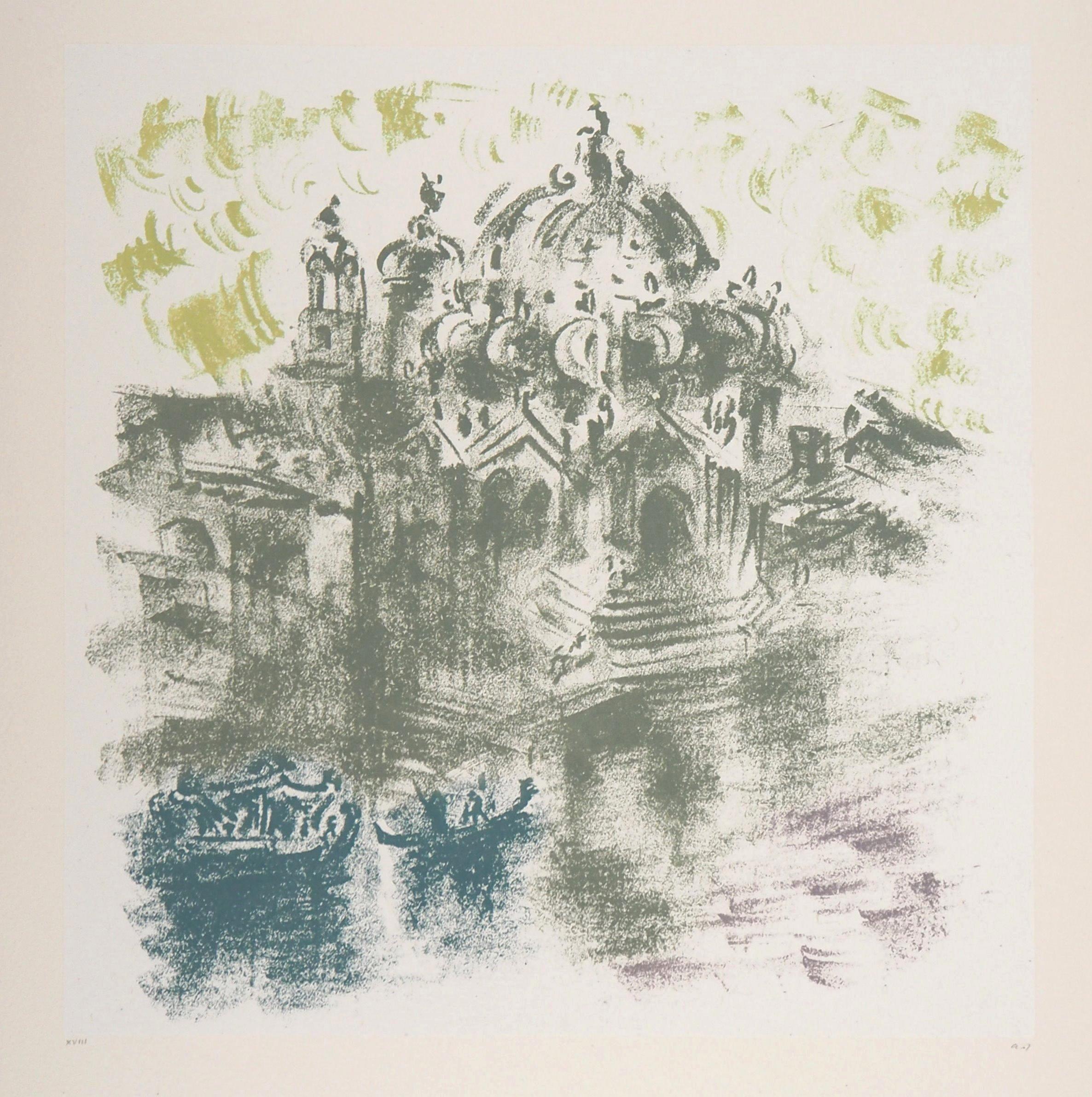 André Masson Landscape Print - Basilica Santa Maria della Salute, Venice - Original Handsigned Lithograph