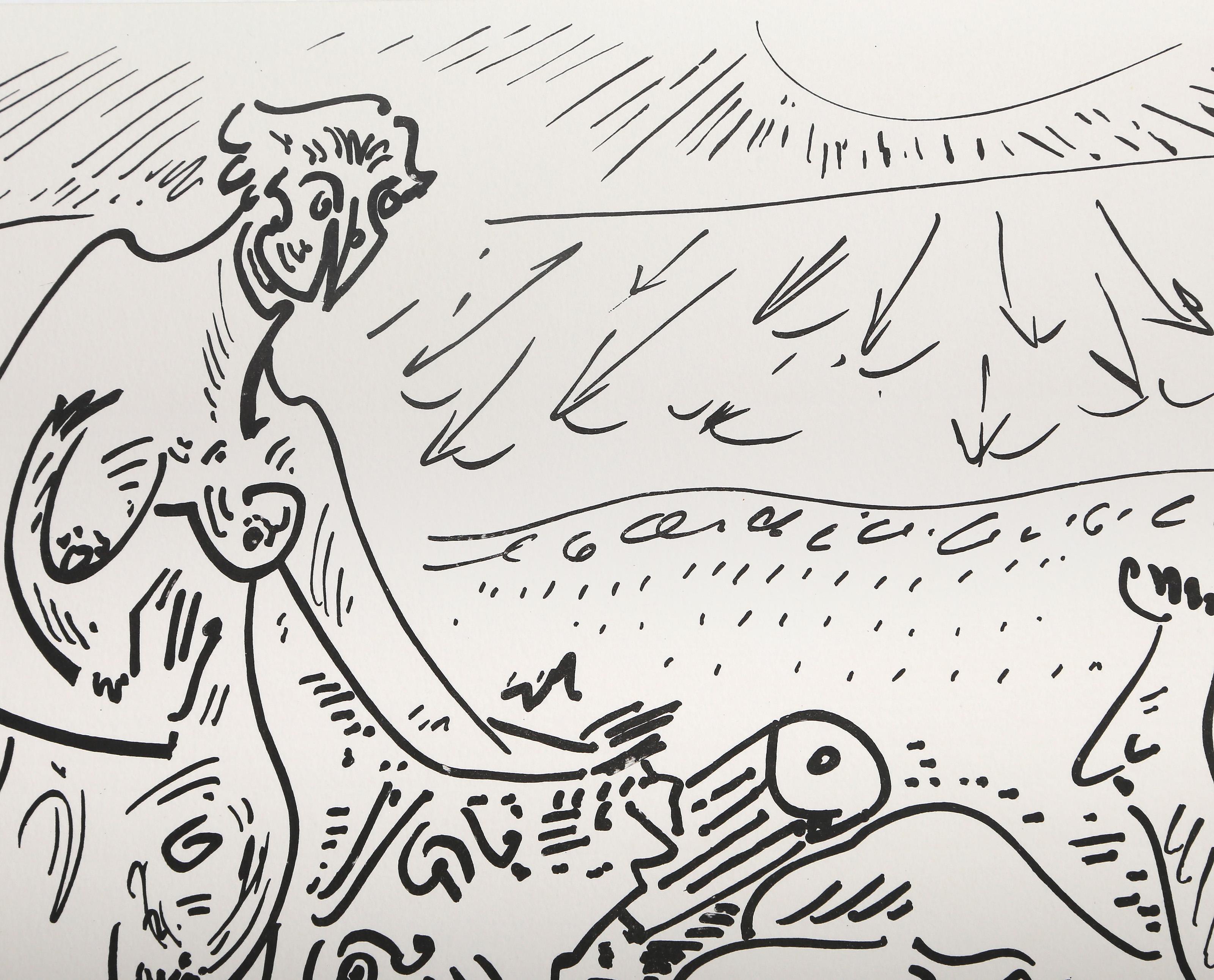 Scena di spiaggia, litografia surrealista di Andre Masson - Print di André Masson