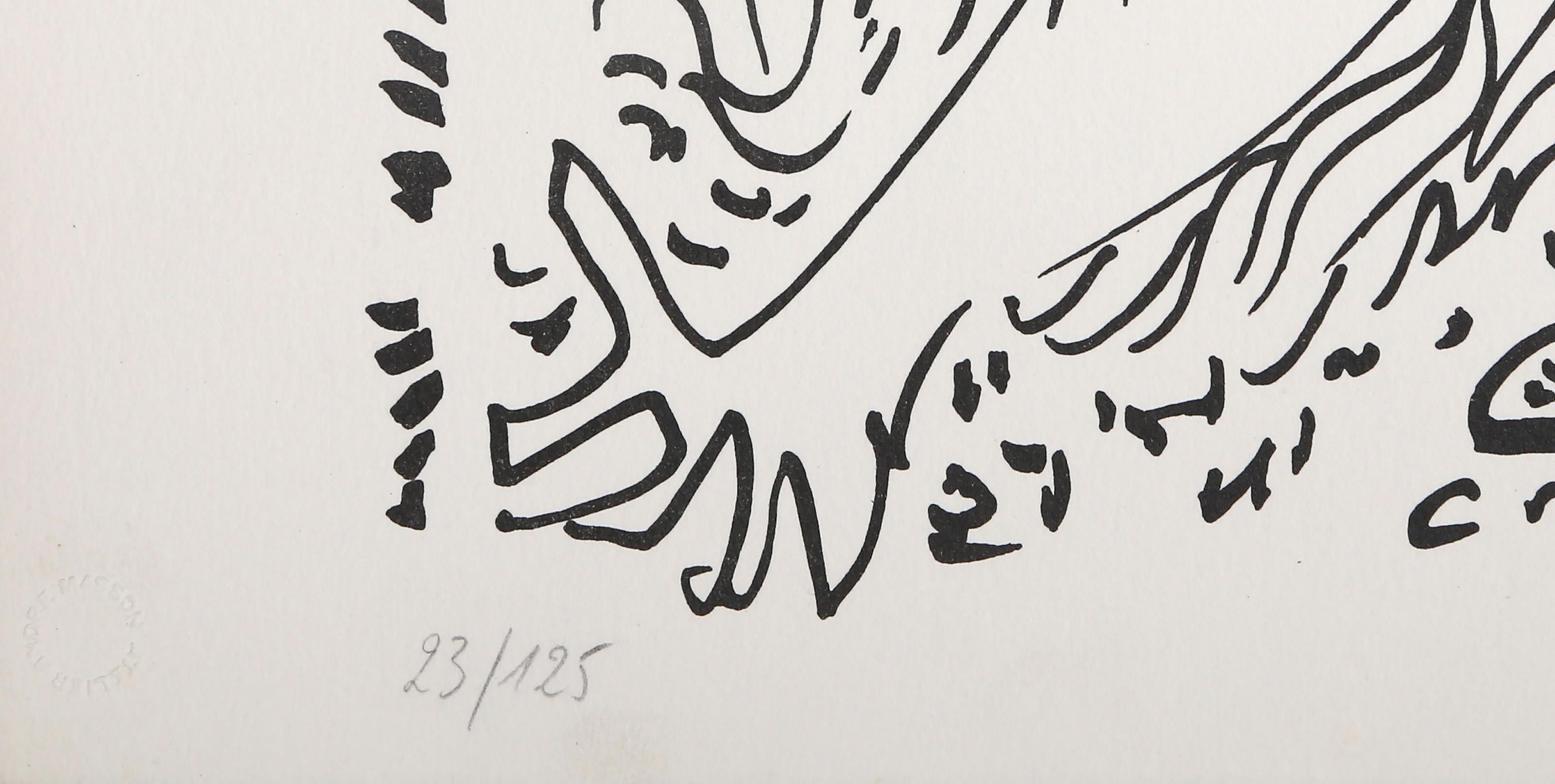 Branch, Surrealistische Lithographie von Andre Masson (Grau), Nude Print, von André Masson