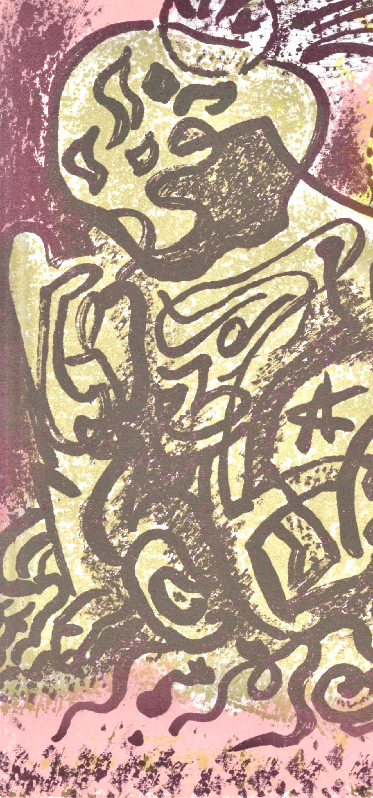 Caliban, Prints from the Mourlot Press - Beige Abstract Print by André Masson