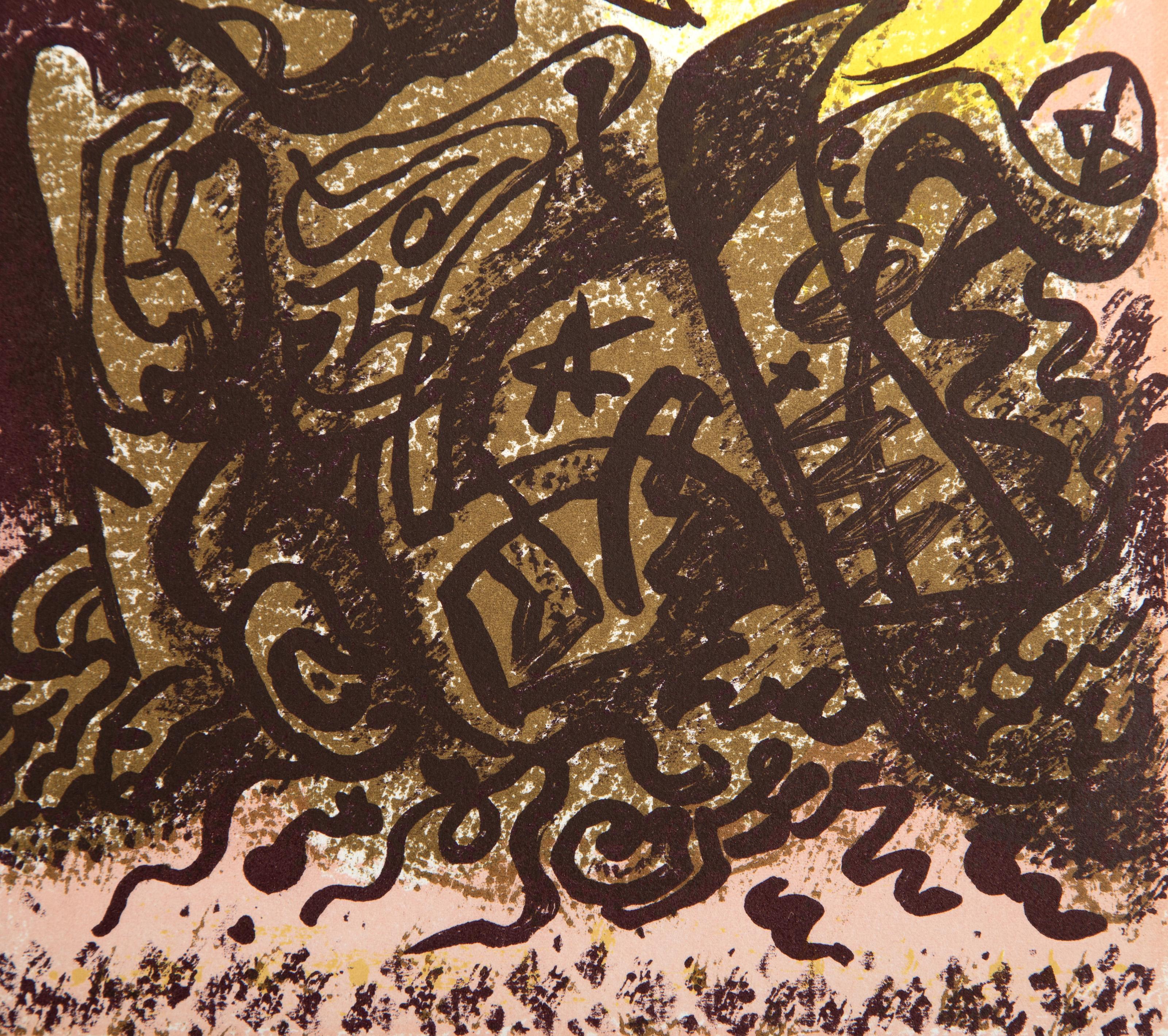 Andre Masson, Français (1896 - 1987) - Caliban, Année : 1966, Médium : Lithographie, Dimensions : 10 x 7.5 in. (25.4 x 19.05 cm), Imprimeur : Mourlot, Éditeur : Mourlot, Paris