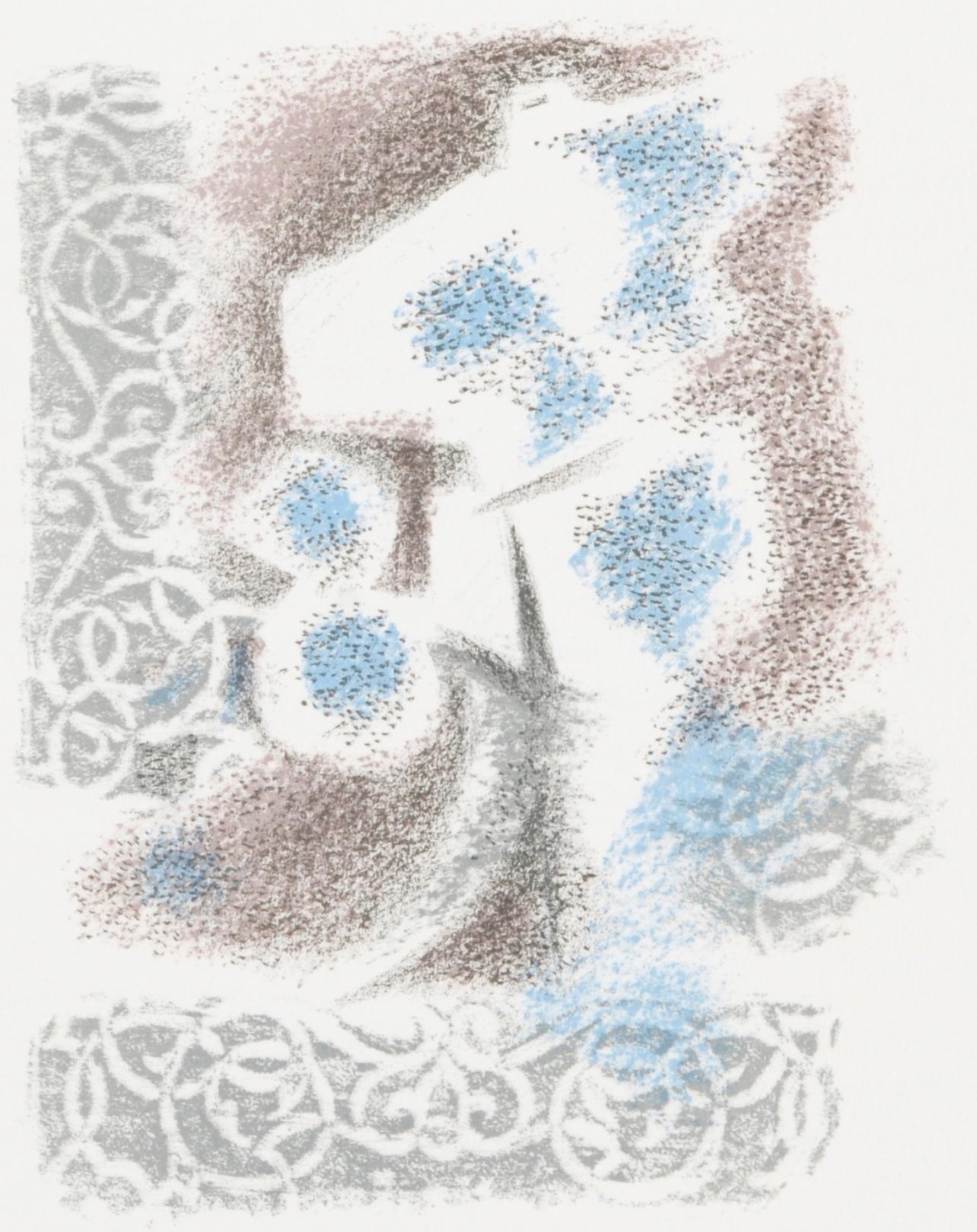 Lithograph on vélin d'Arches paper. Inscription: unsigned and unnumbered, as issued. Good condition. Notes: From the folio, Une Étoile de Craie, seize lithographies originales par André Masson, 1973. Published by Au Pont des Arts, Paris, and Galerie