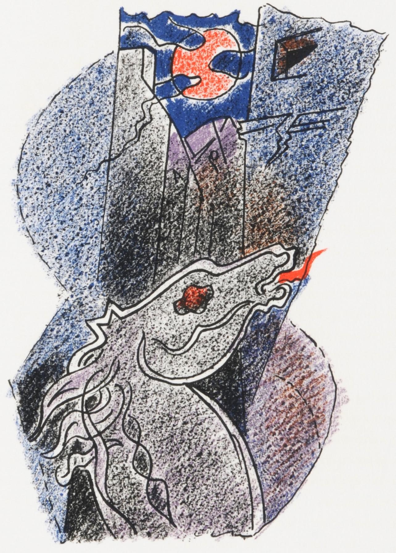 Lithograph on vélin d'Arches paper. Inscription: unsigned and unnumbered, as issued. Good condition. Notes: From the folio, Une Étoile de Craie, seize lithographies originales par André Masson, 1973. Published by Au Pont des Arts, Paris, and Galerie