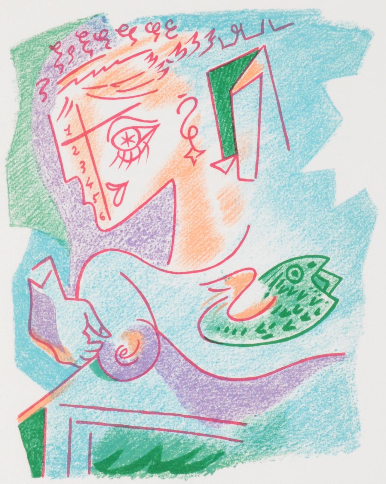 Lithograph on vélin d'Arches paper. Inscription: unsigned and unnumbered, as issued. Good condition. Notes: From the folio, Une Étoile de Craie, seize lithographies originales par André Masson, 1973. Published by Au Pont des Arts, Paris, and Galerie