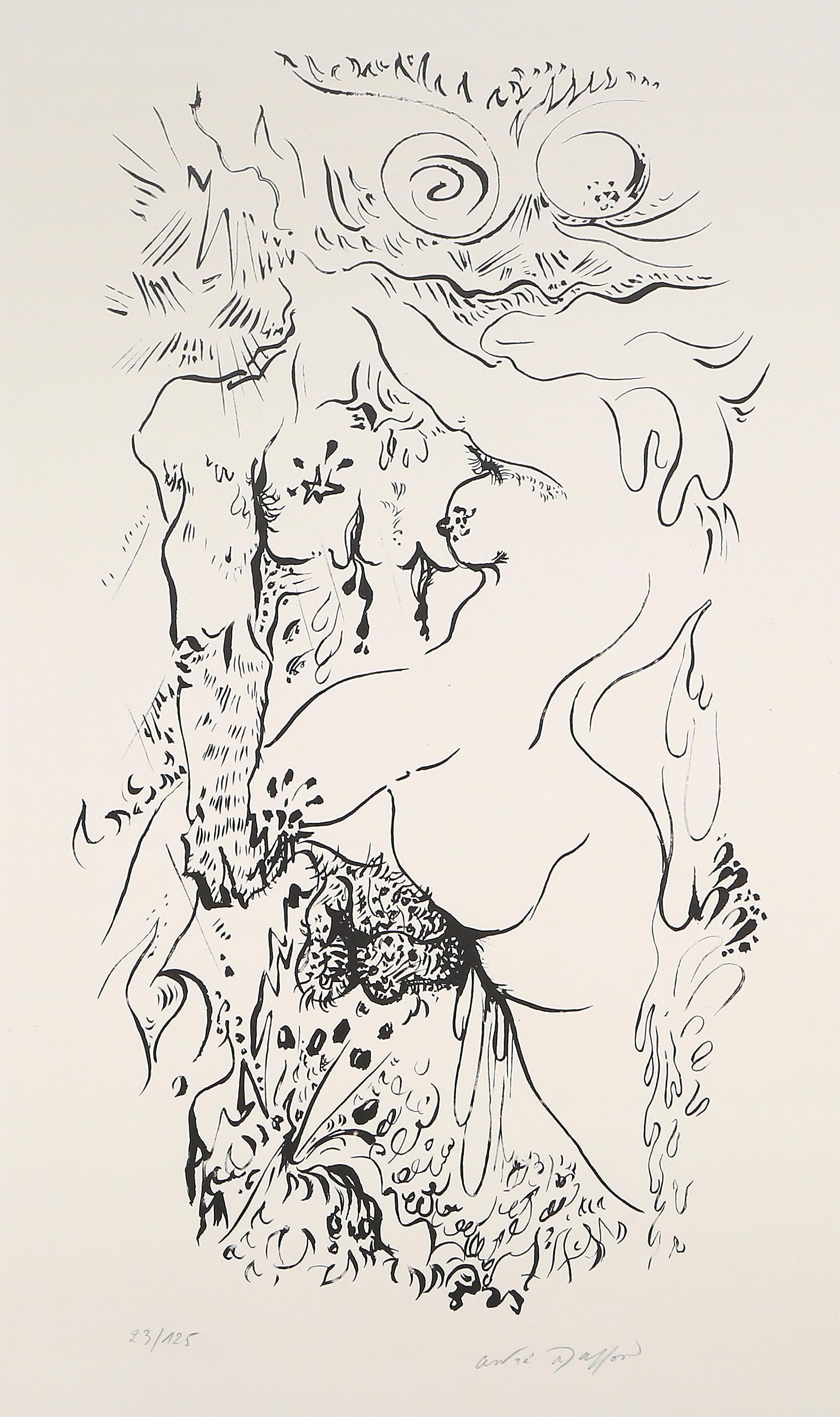 Verzehrt, Surrealistische Lithographie von Andre Masson
