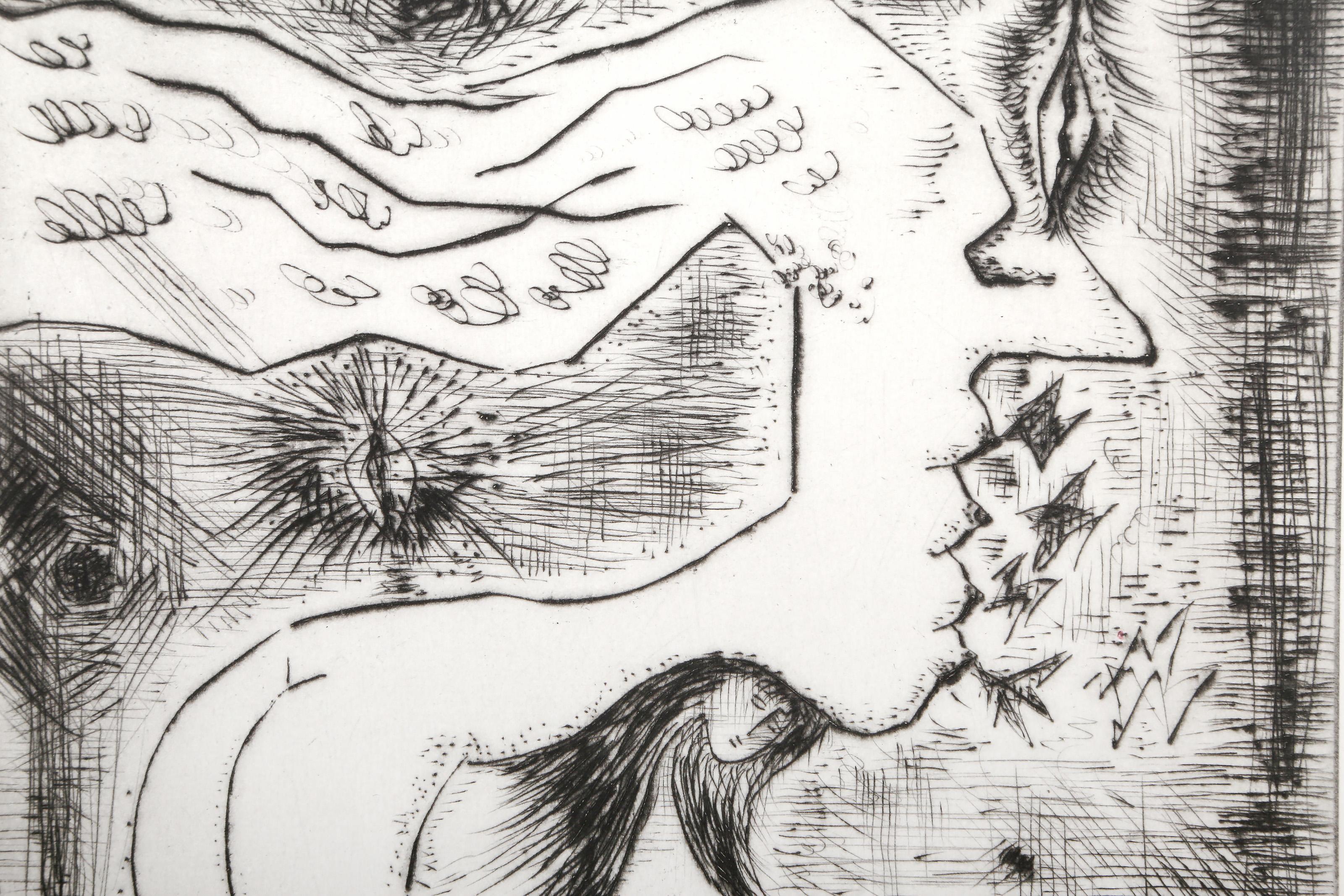 Deux Femmes en une, gravure surréaliste d'André Masson en vente 1