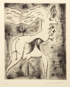 Deux femmes en une, Surrealist Etching by Andre Masson