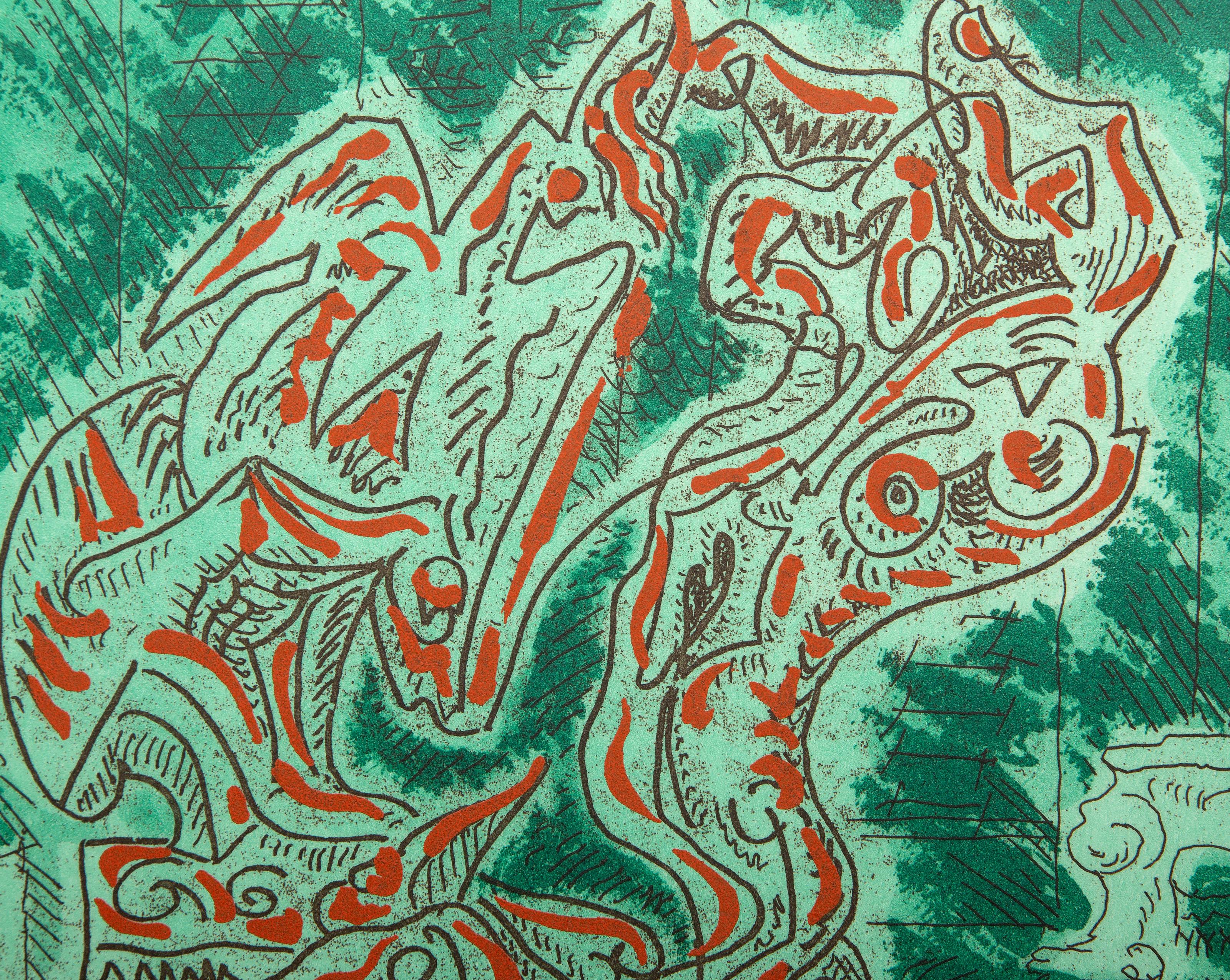 Drachen vert, surrealistische Radierung von Andre Masson (Surrealismus), Print, von André Masson
