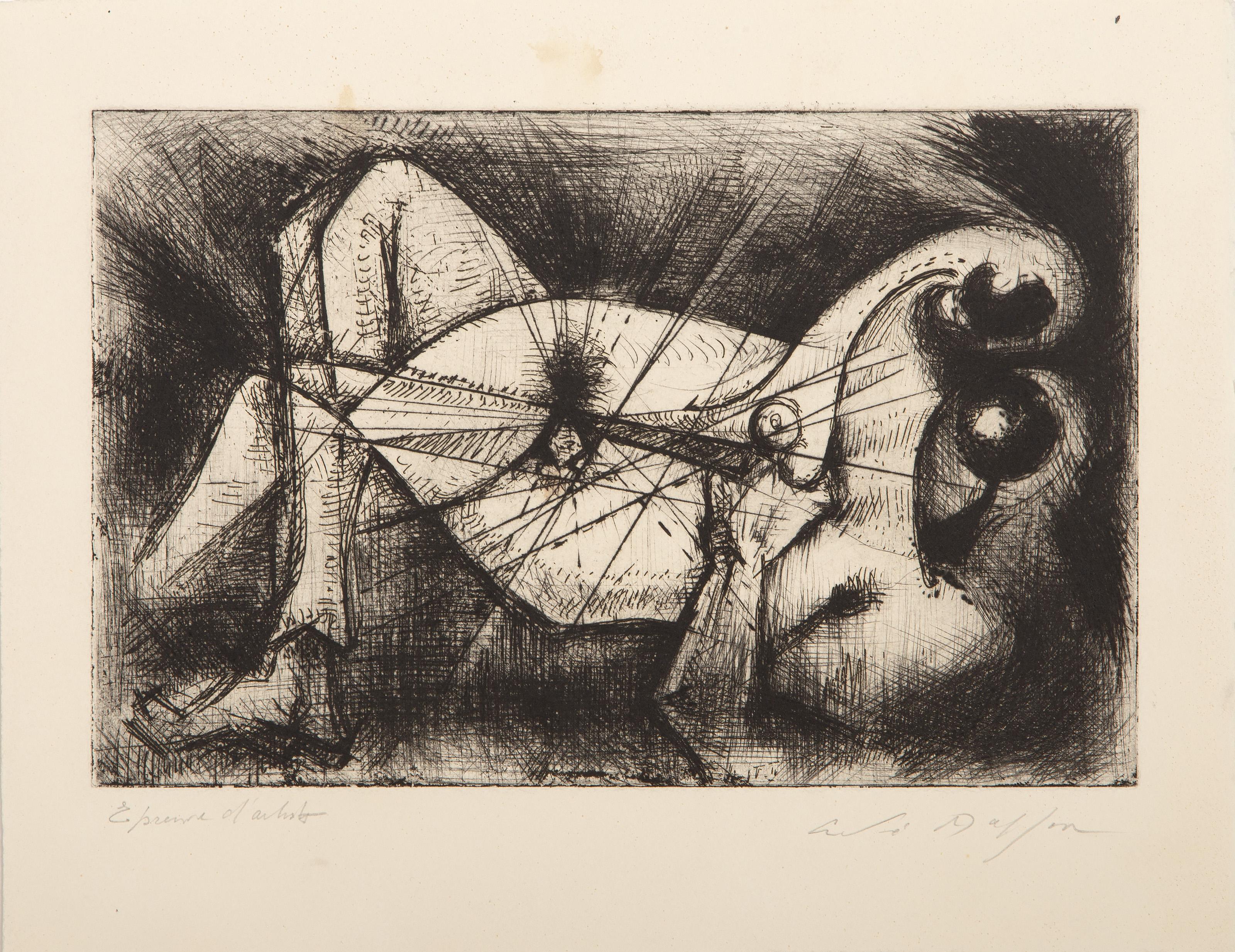 Etreinte, Surrealist Etching by André Masson For Sale 4