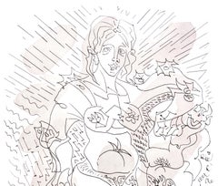 Faune et Femme au Armure - Aguafuerte de André Masson - 1966