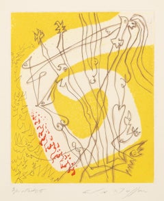 Femme et oiseau, acquaforte surrealista di Andre Masson