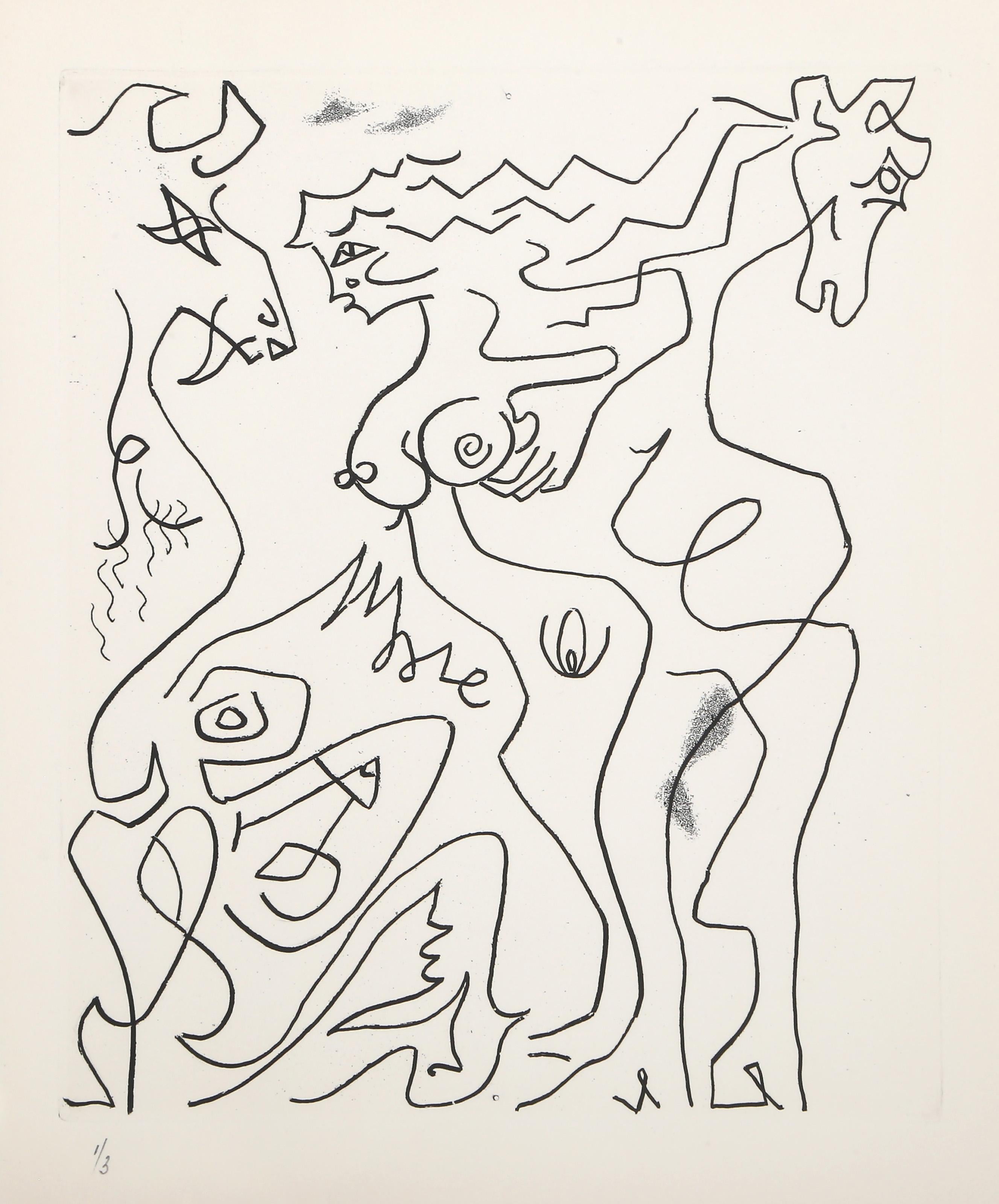 Feuilles Épaisses II, acquaforte surrealista di André Masson