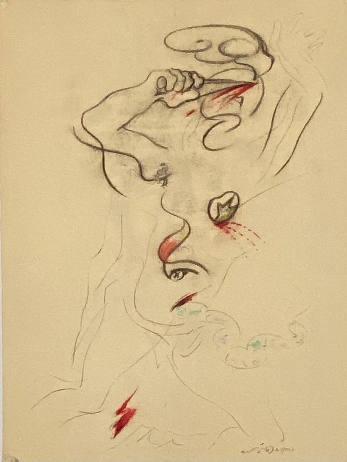 Abstrakte surrealistische Farblithographie Andre Masson, Französisch – Print von André Masson
