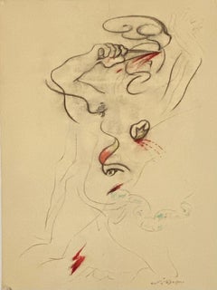 Abstrakte surrealistische Farblithographie Andre Masson, Französisch