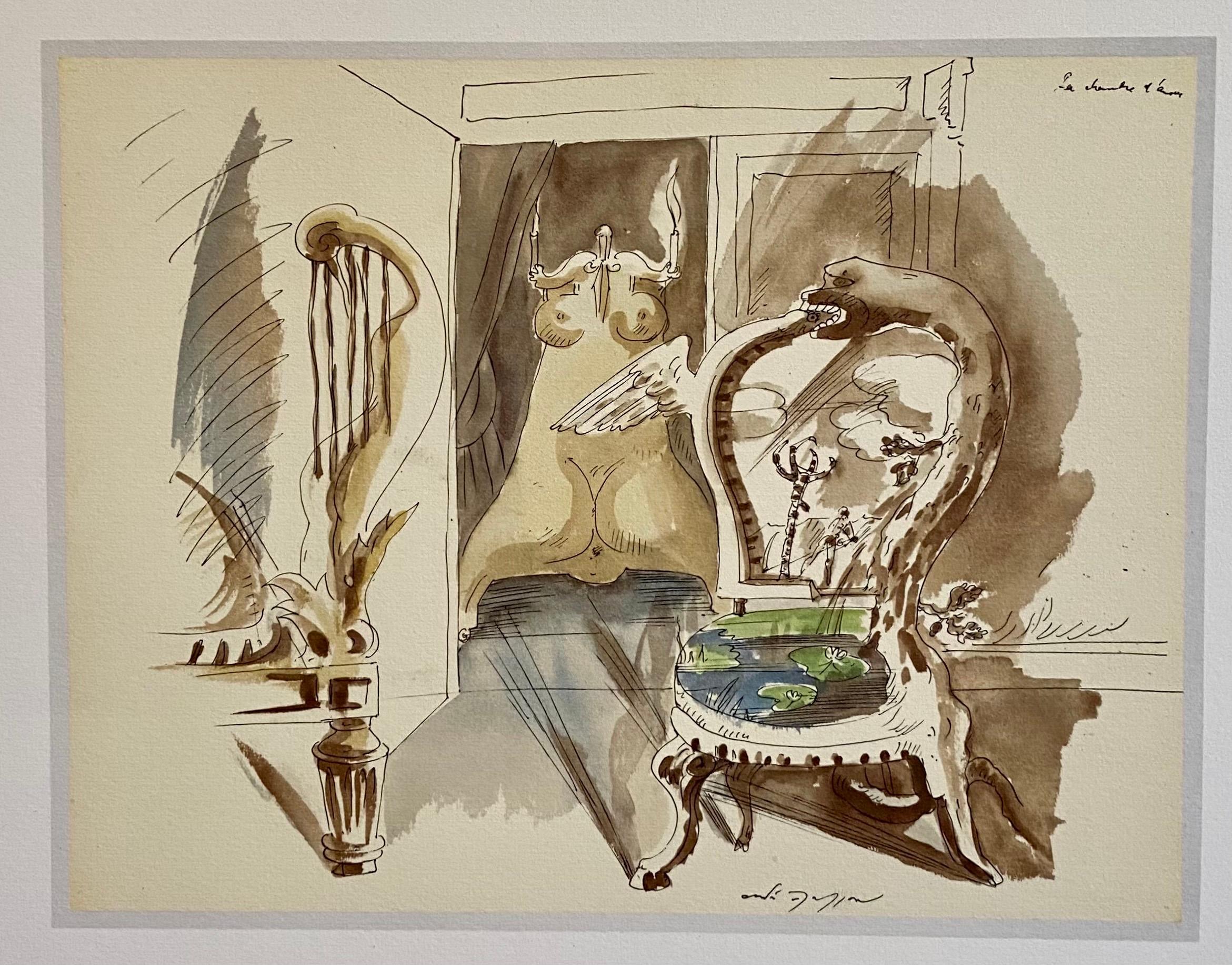 Abstrakte surrealistische Farblithographie Andre Masson, Französisch – Print von André Masson