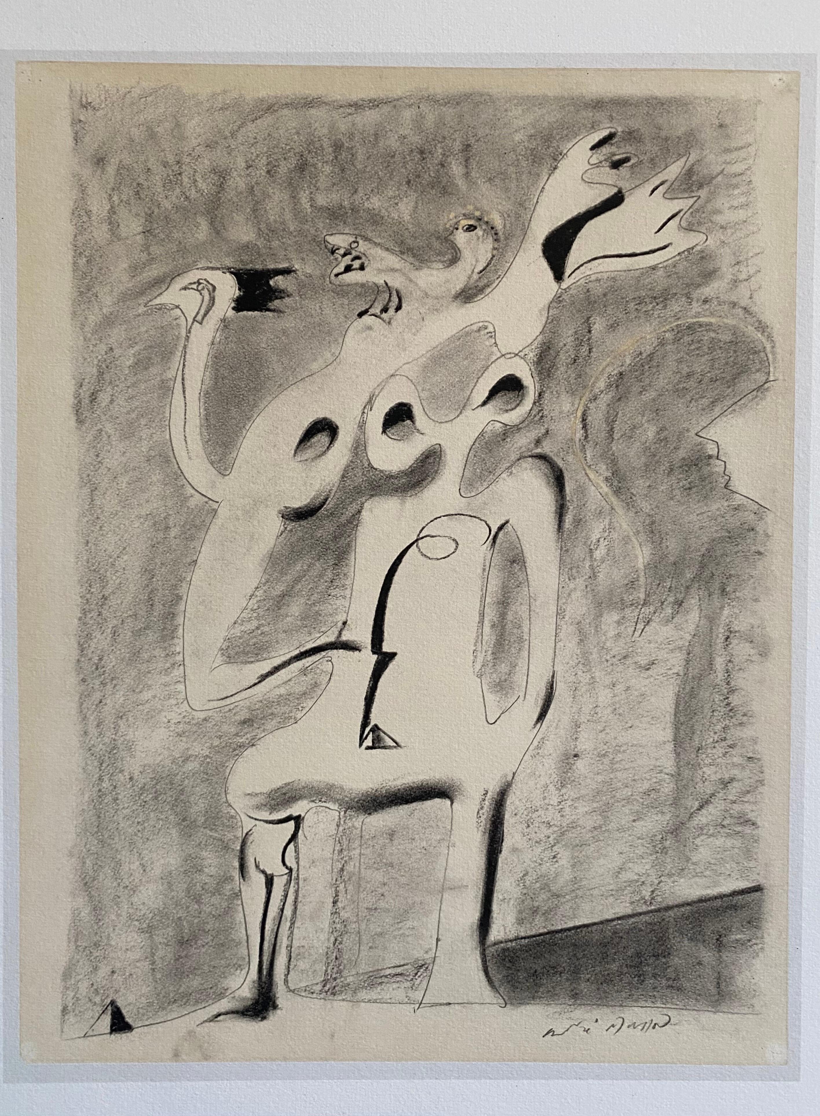 Abstrakte surrealistische Farblithographie Andre Masson, Französisch (Beige), Figurative Print, von André Masson