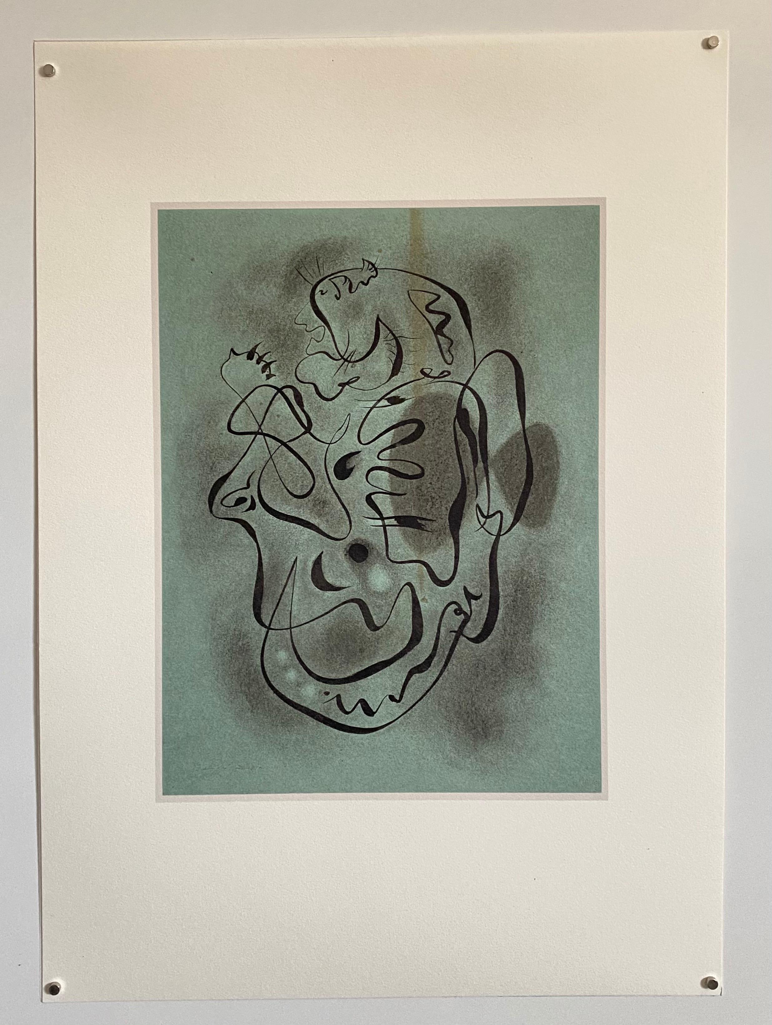 Abstrakte surrealistische Farblithographie Andre Masson, Französisch (Grau), Abstract Print, von André Masson