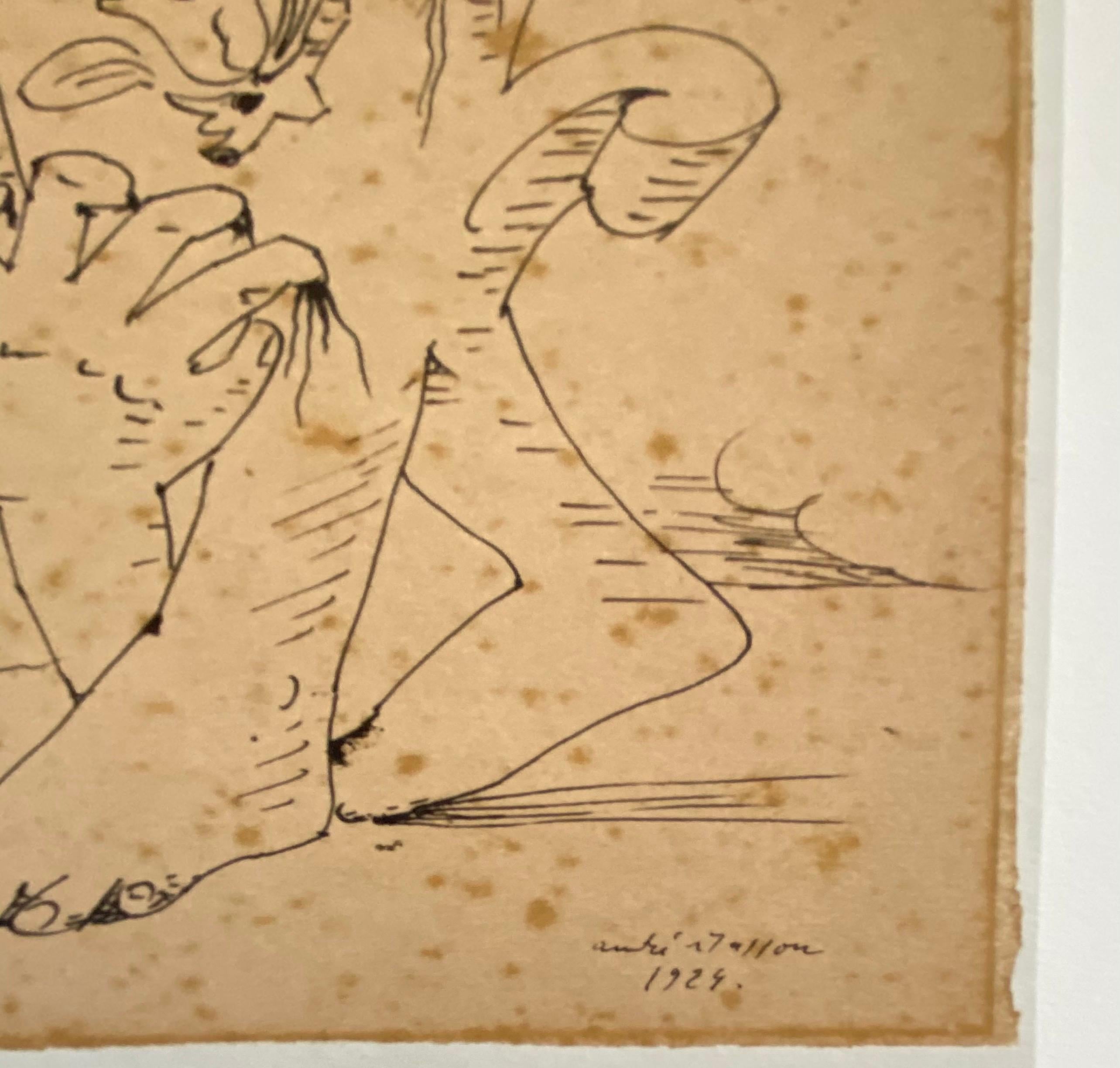Abstrakte surrealistische Farblithographie Andre Masson, Französisch (Beige), Figurative Print, von André Masson