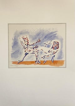 Lithographie française abstraite surréaliste en couleur André Masson