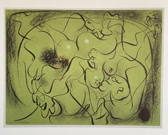 Litografía en color surrealista abstracta francesa Andre Masson